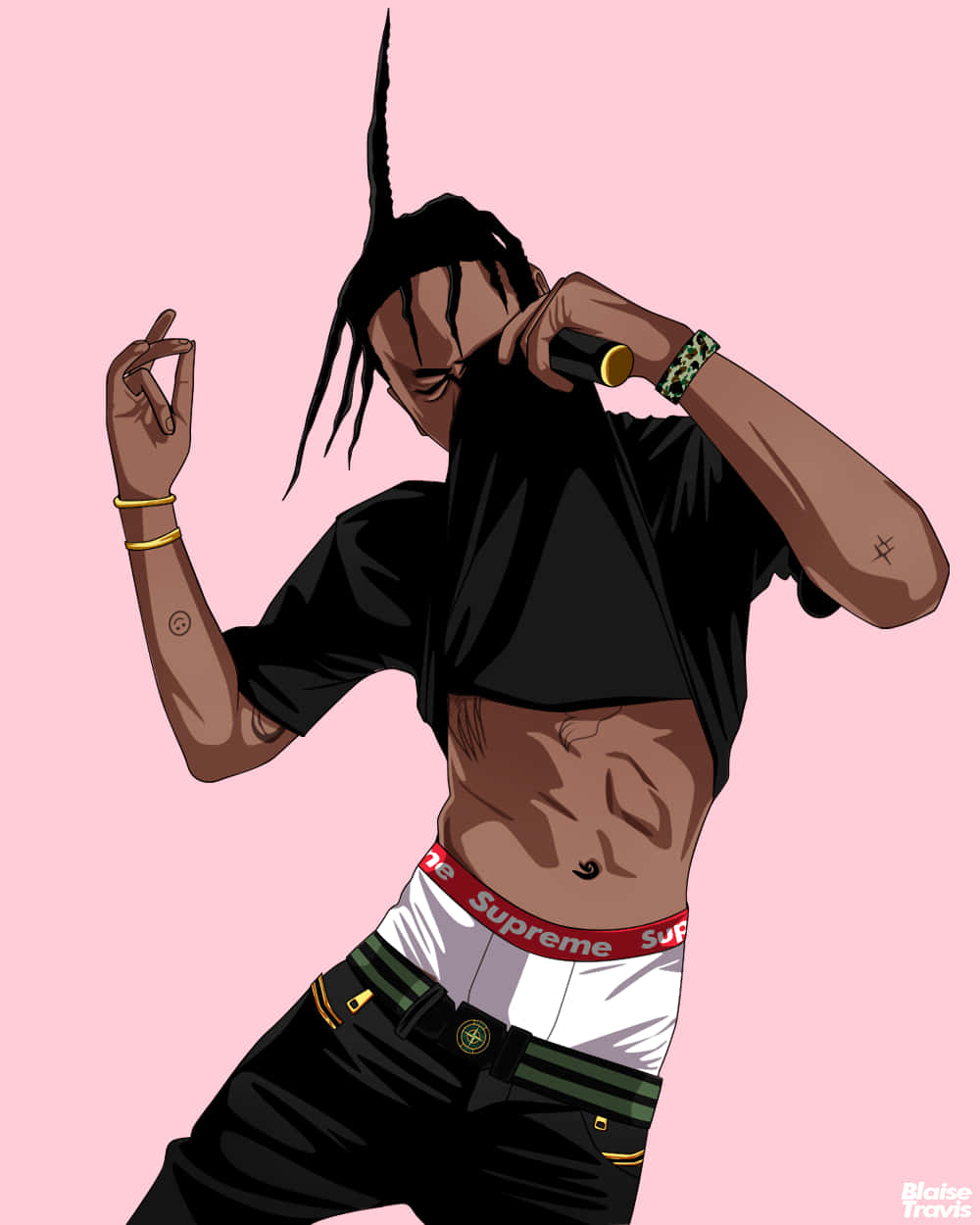 An Out Of This World Comic Illustration Of Travis Scott Wallpaper