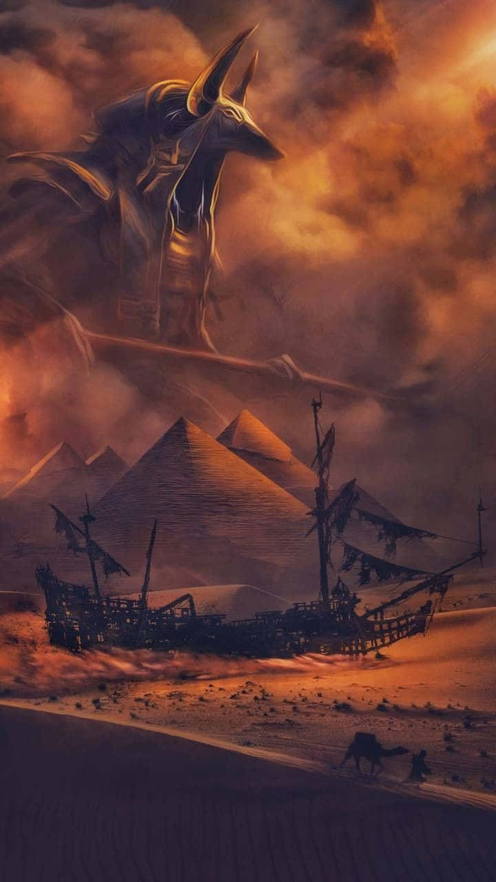 Ancient Egyptian Gods Horus And Anubis Wallpaper