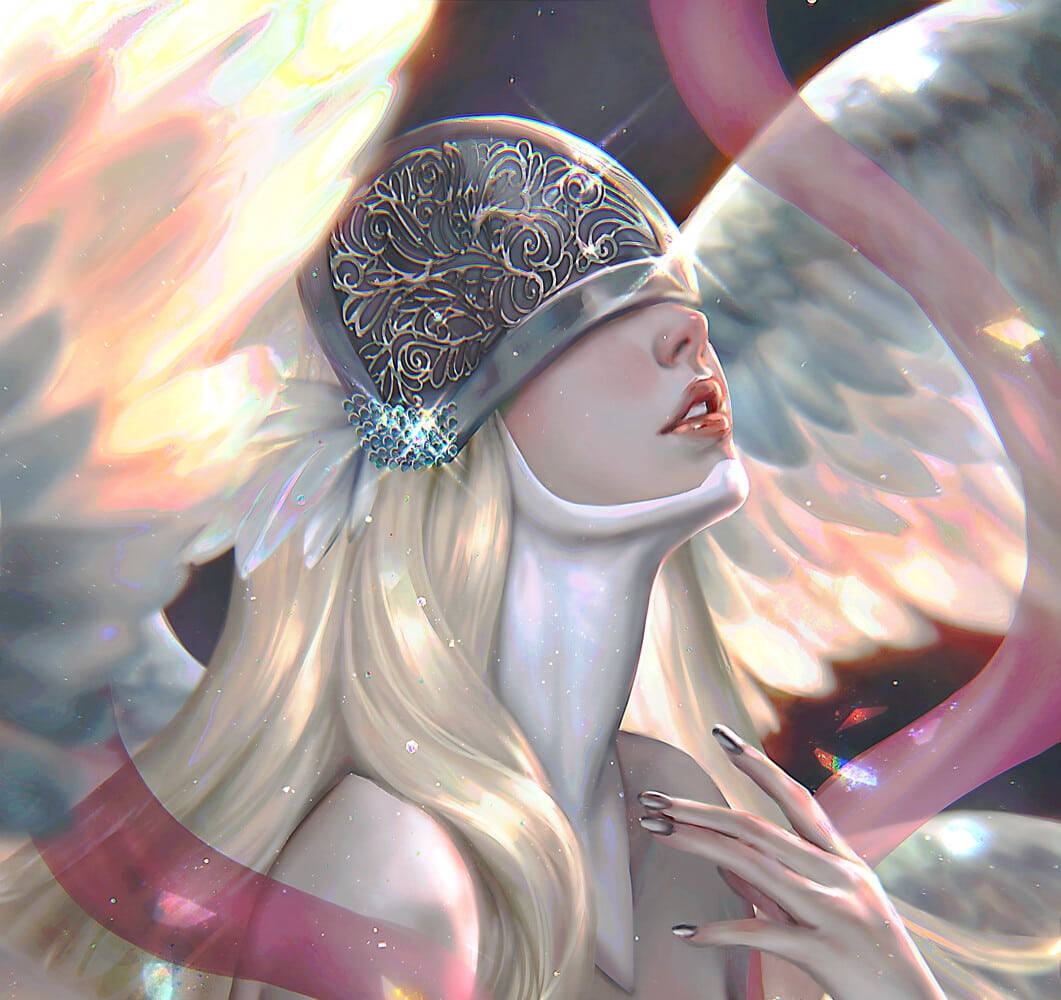 Angel Girl With A Silver Helmet Wallpaper