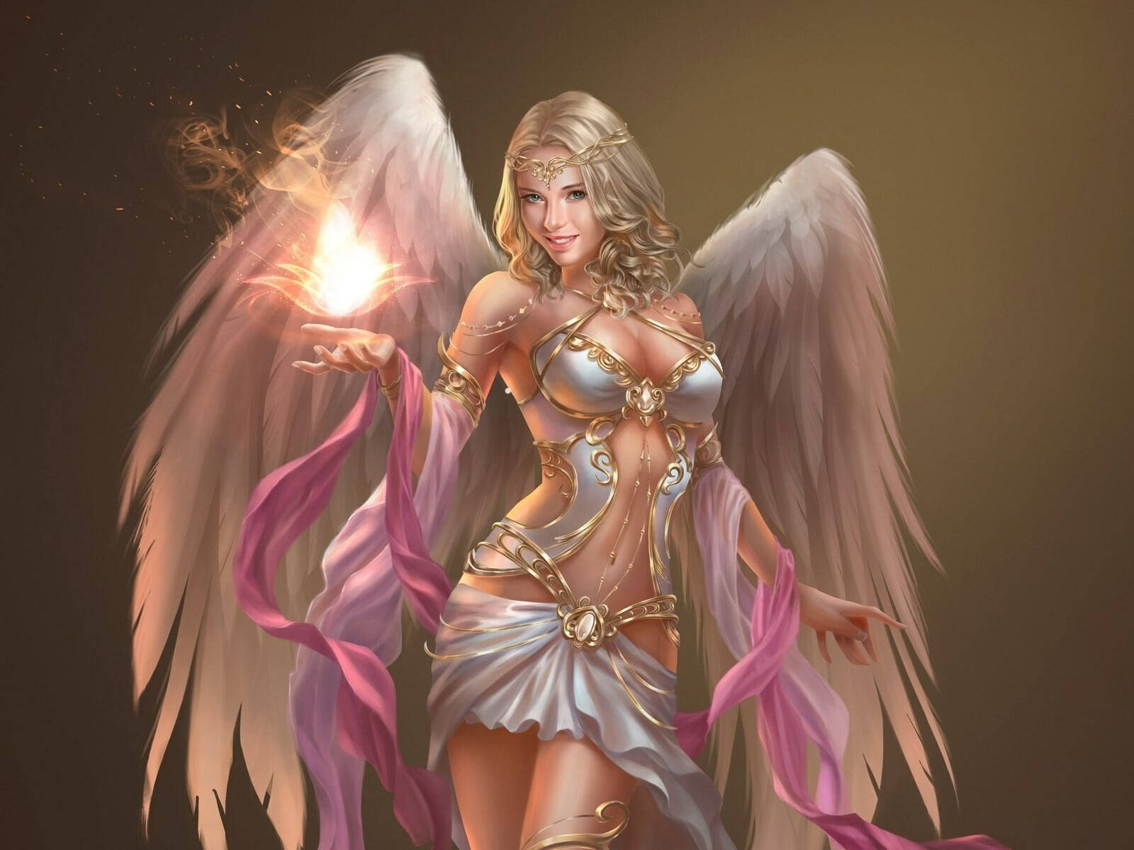 Angel Girl With Fire Lotus Wallpaper