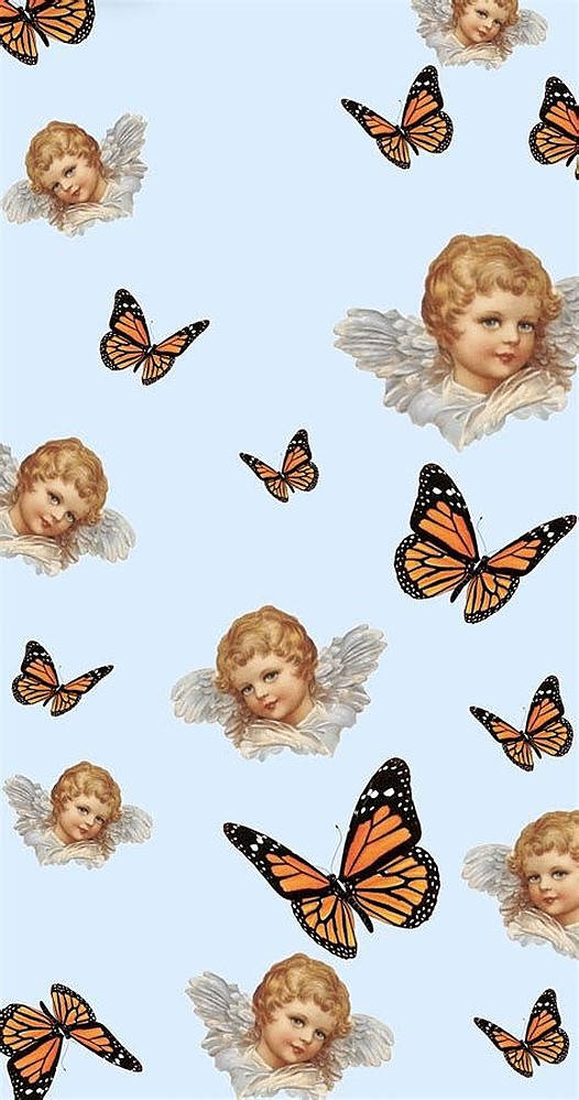 Angels And Butterflies Wallpaper