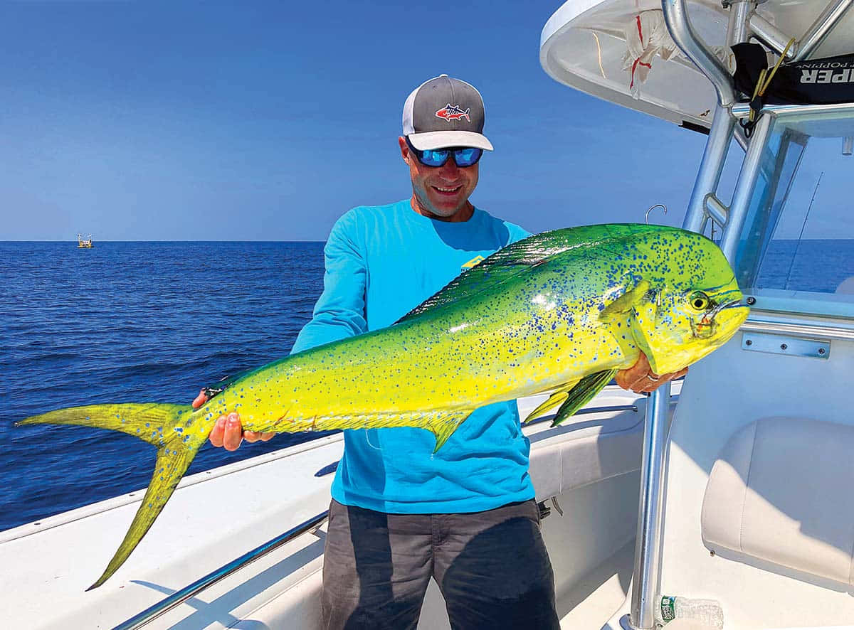 Anglerwith Caught Mahi Mahi Wallpaper