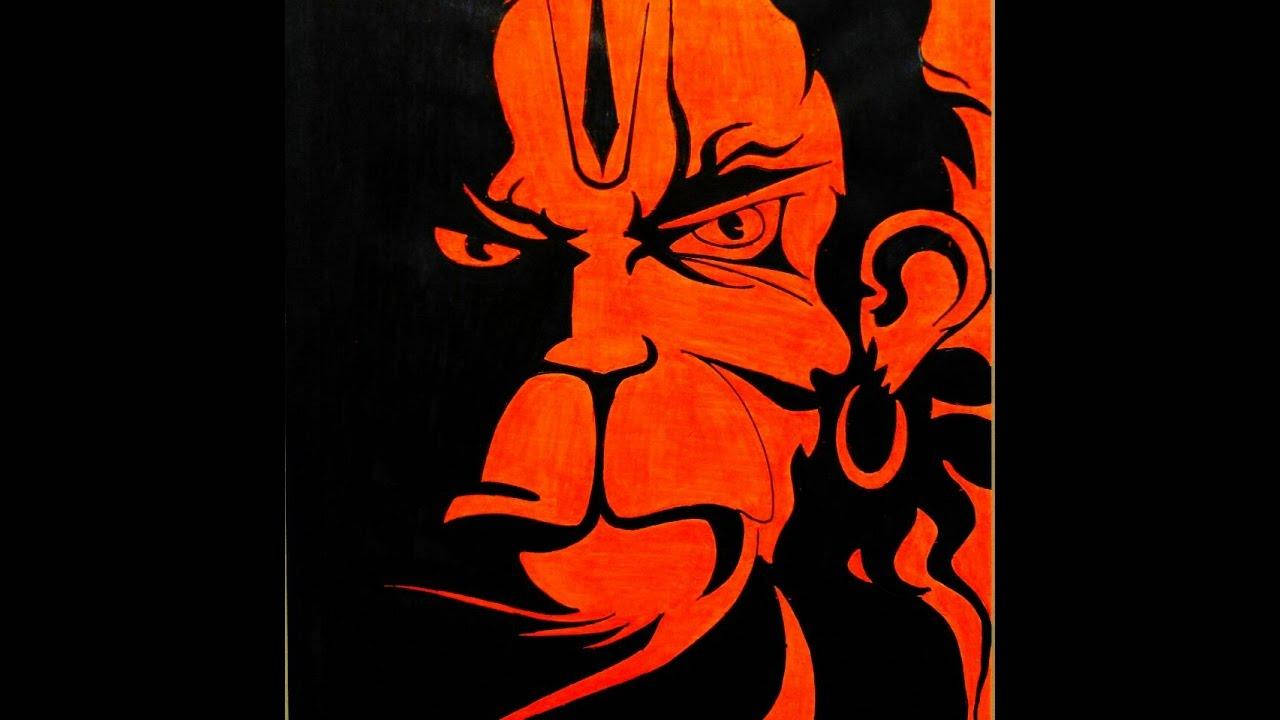 Angry Hanuman Face Artwork Wallpaper
