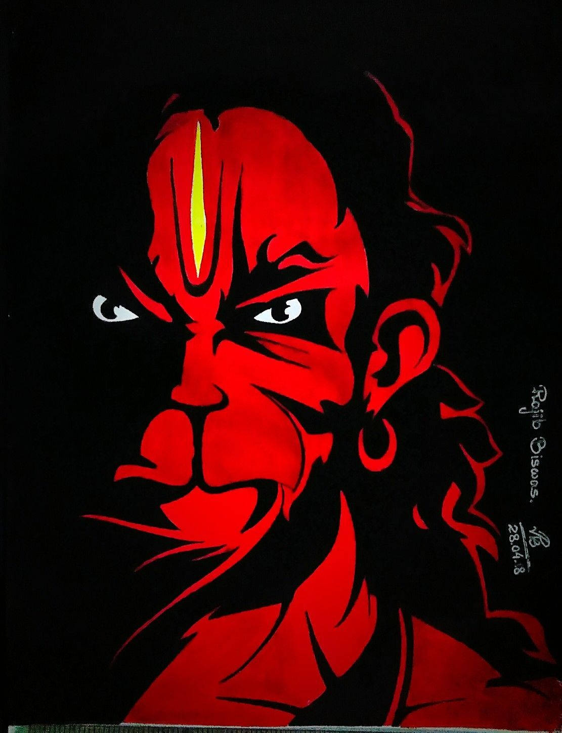Angry Hanuman Red Face Wallpaper