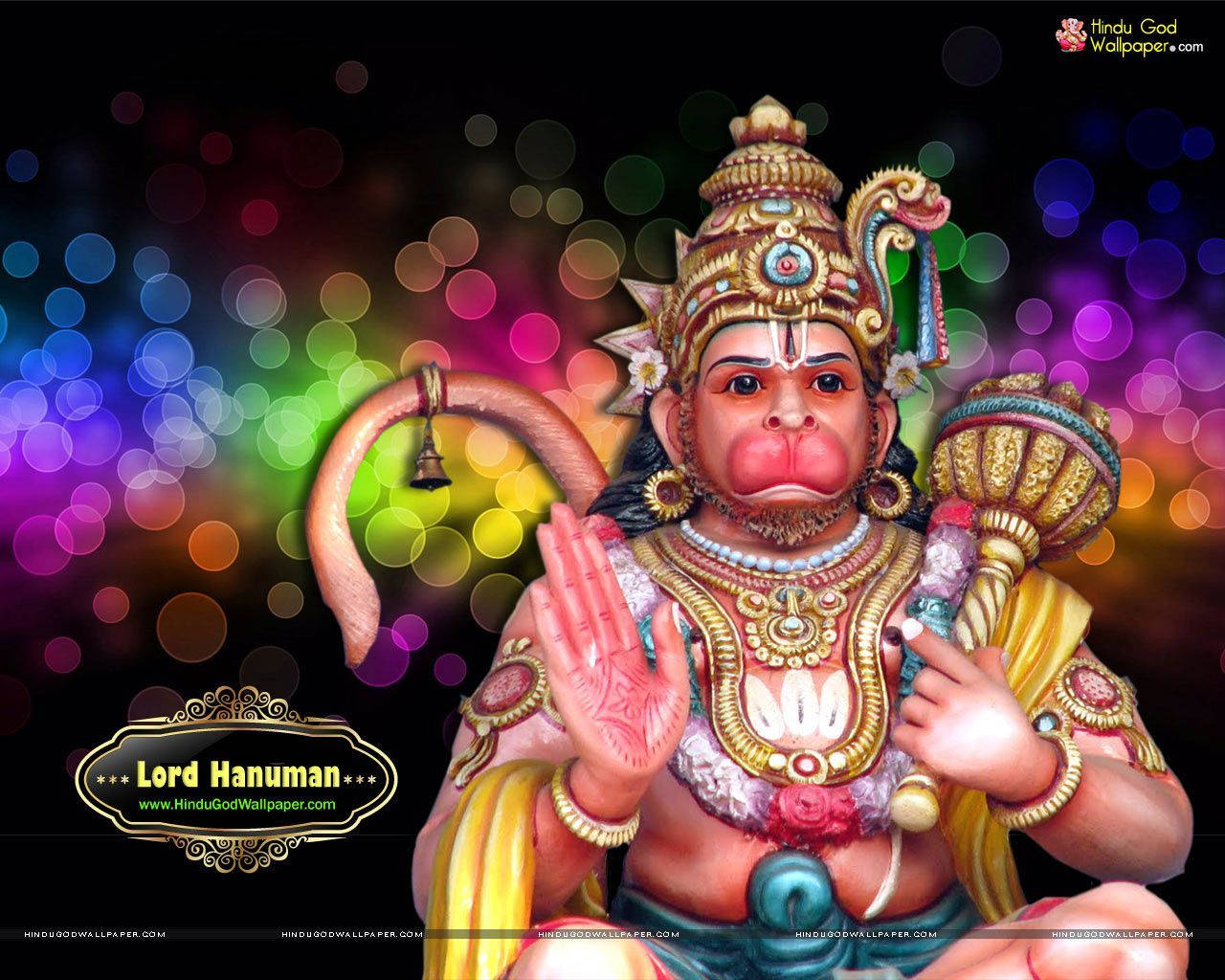 Angry Hanuman With Colorful Lights Wallpaper