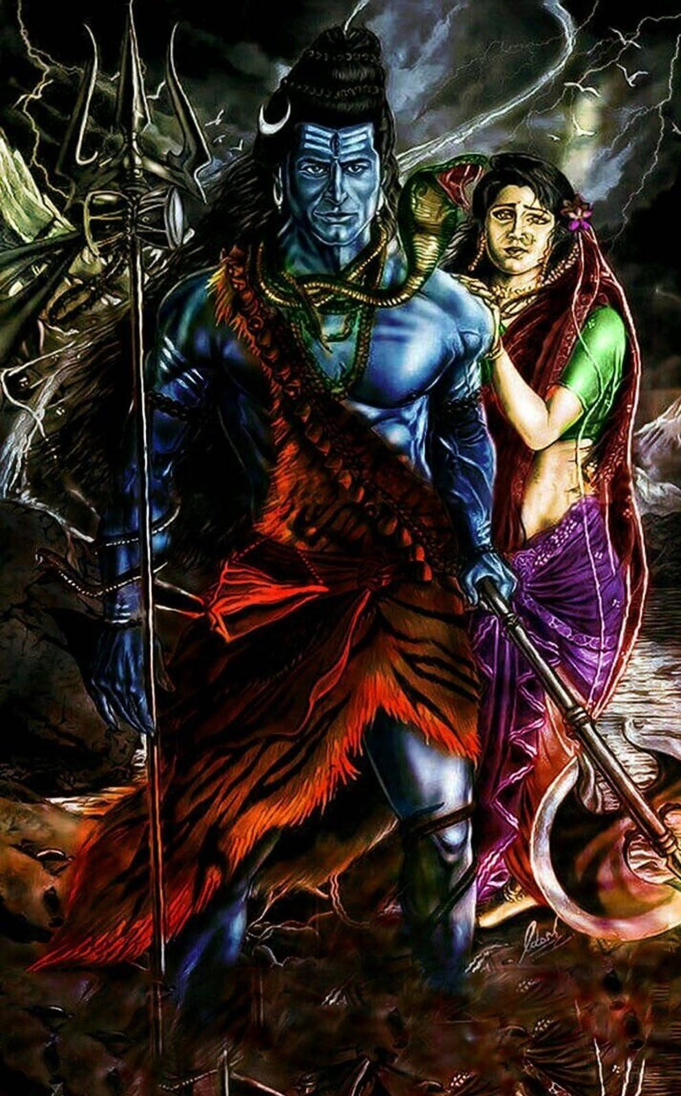 Angry Vishnu Protecting His Wife Wallpaper