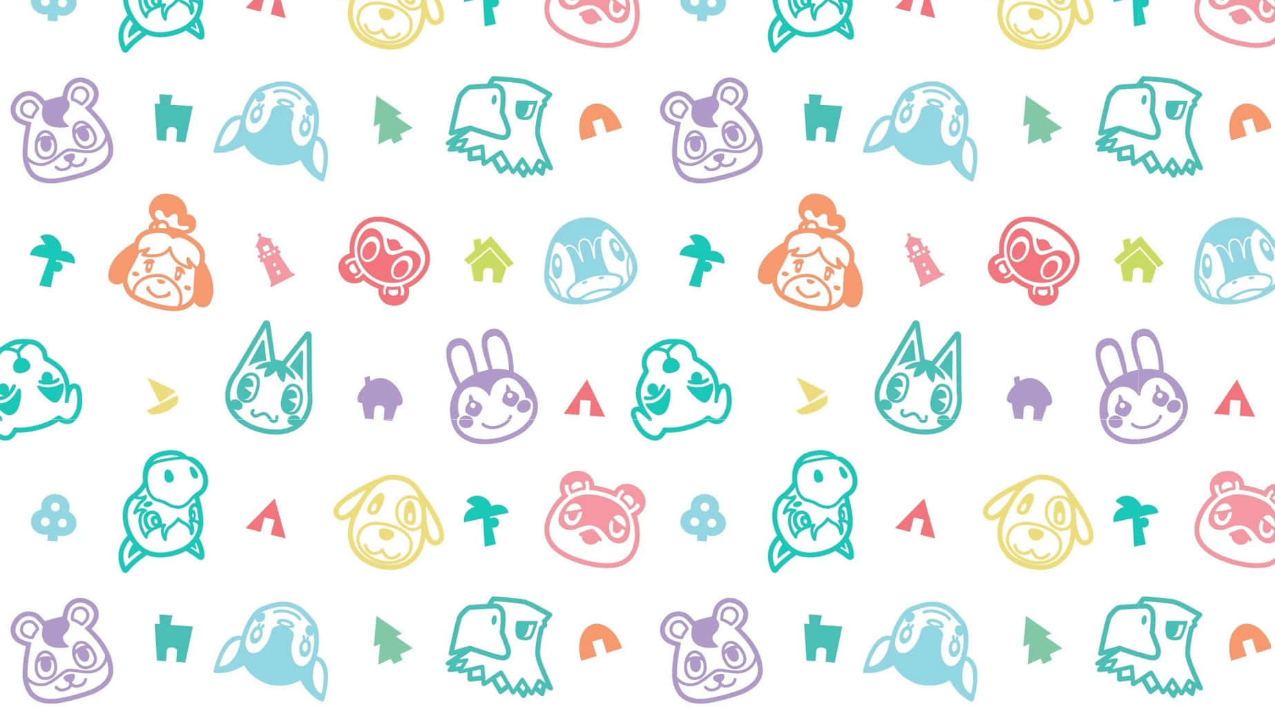 Animal Crossing Characters Pattern Wallpaper