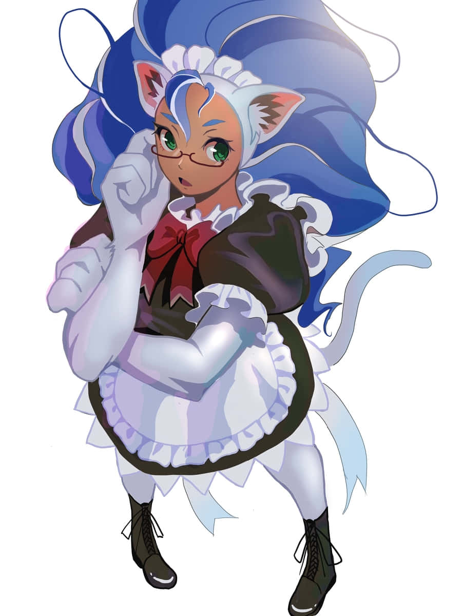 Animated Catgirl Maid Illustration Wallpaper