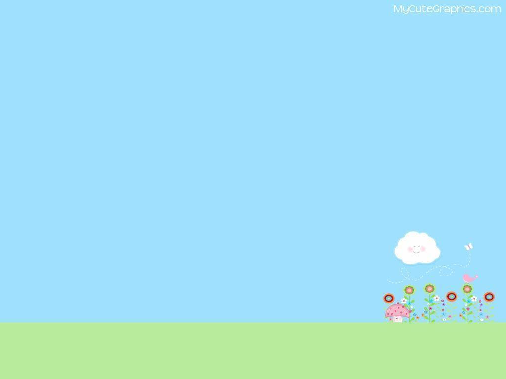 Animated Flowers And Small Cloud Cute Computer Wallpaper
