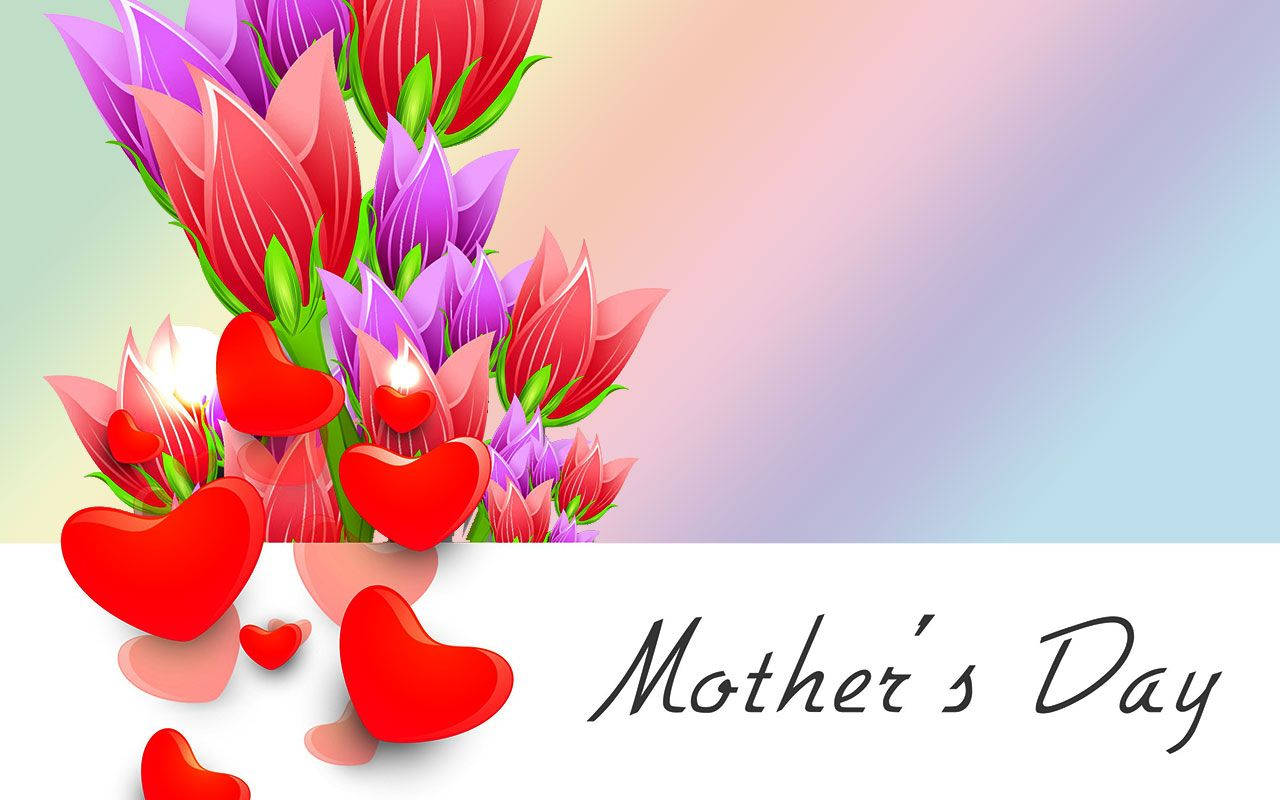 Animated Heart And Tulips Mother's Day Wallpaper