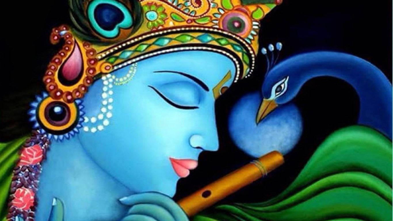 Animated Krishna Peacock Wallpaper