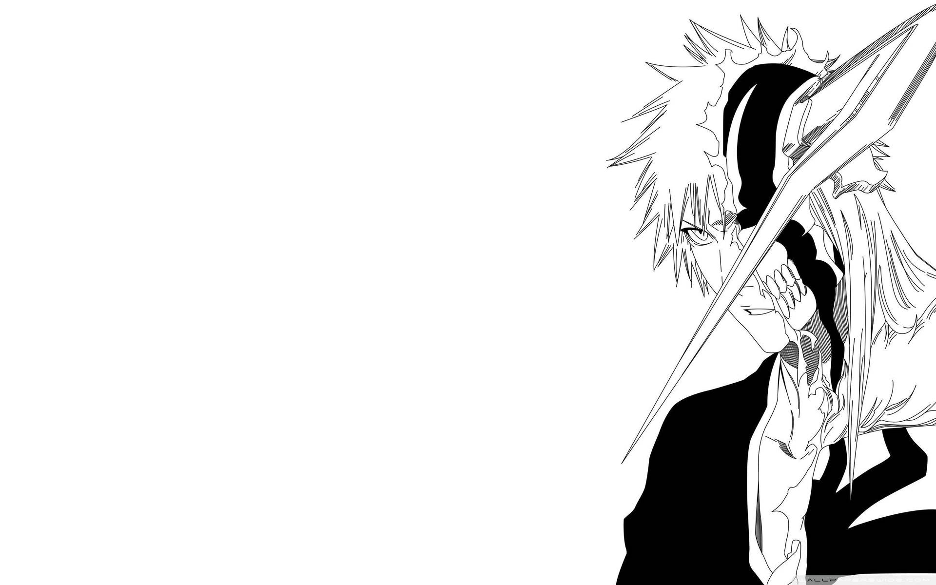 Anime Art Black And White Bleach Ichigo Half Transformation Wallpaper