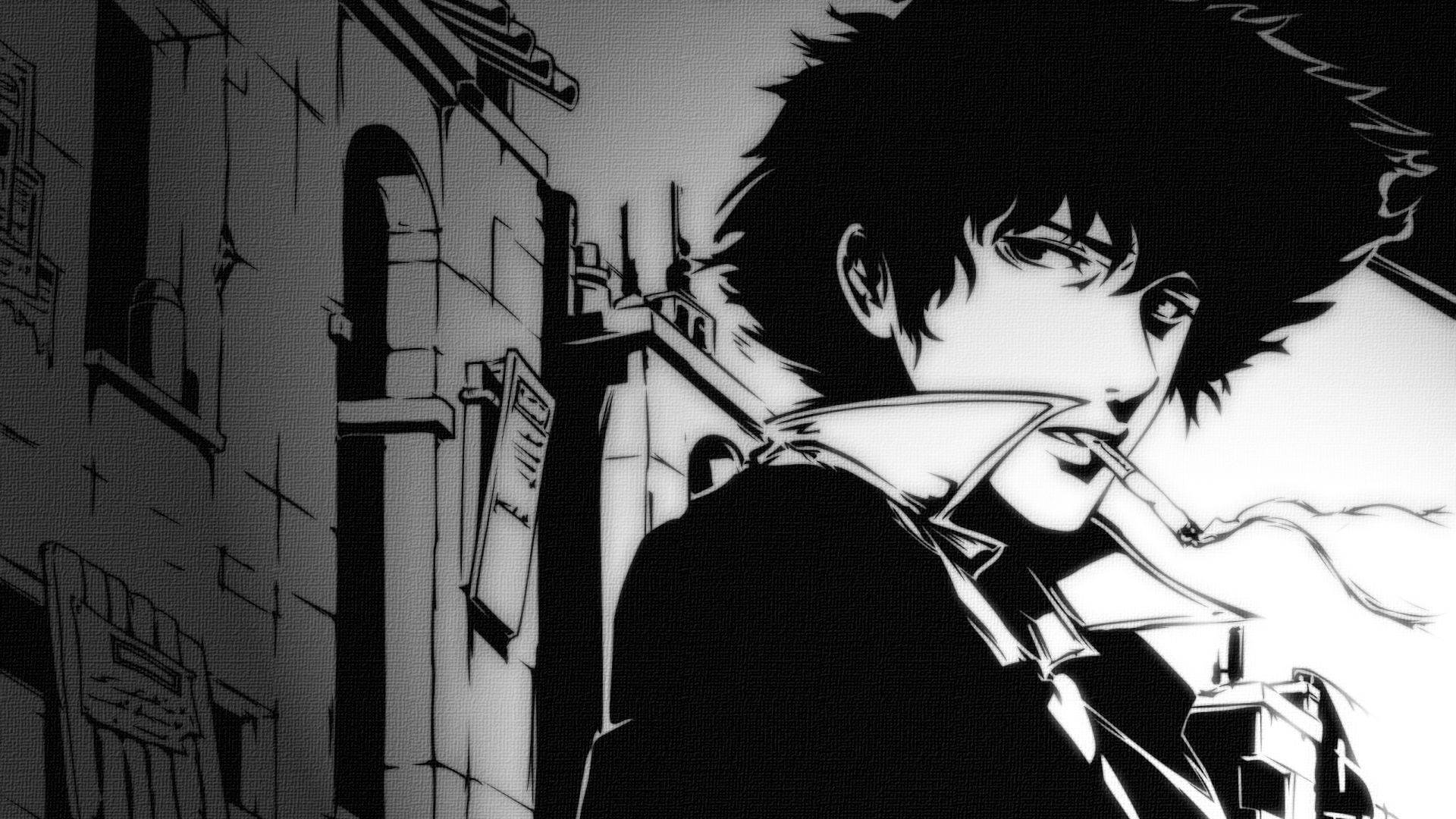 Anime Art Black And White Cowboy Bebop Spike Wallpaper