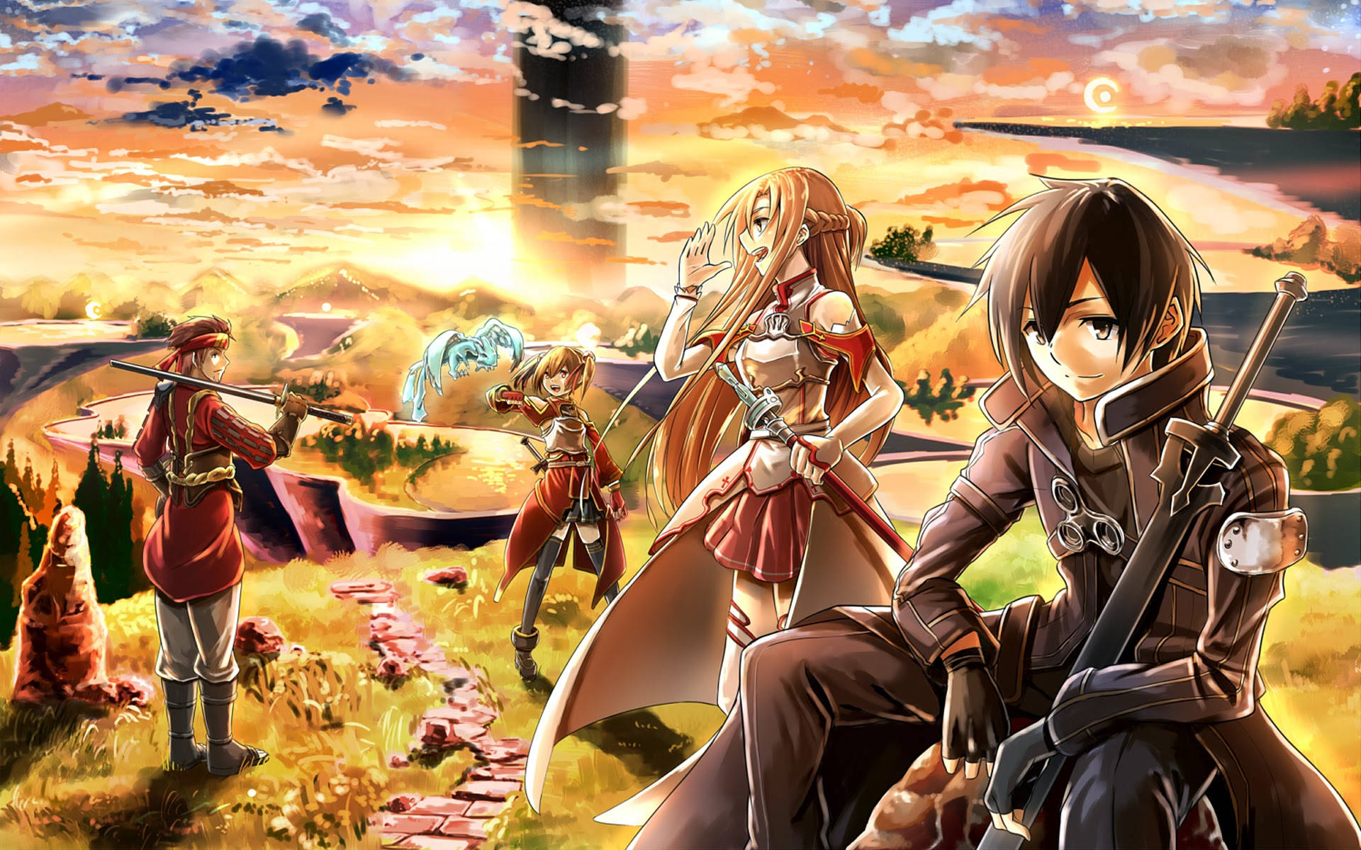 Download free Anime Art Sao Characters Sunset Wallpaper - MrWallpaper.com