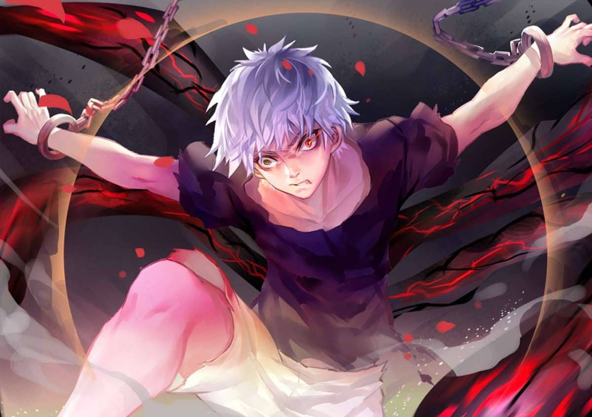 Anime Blue Boy Ken Kaneki Tied Up Wallpaper