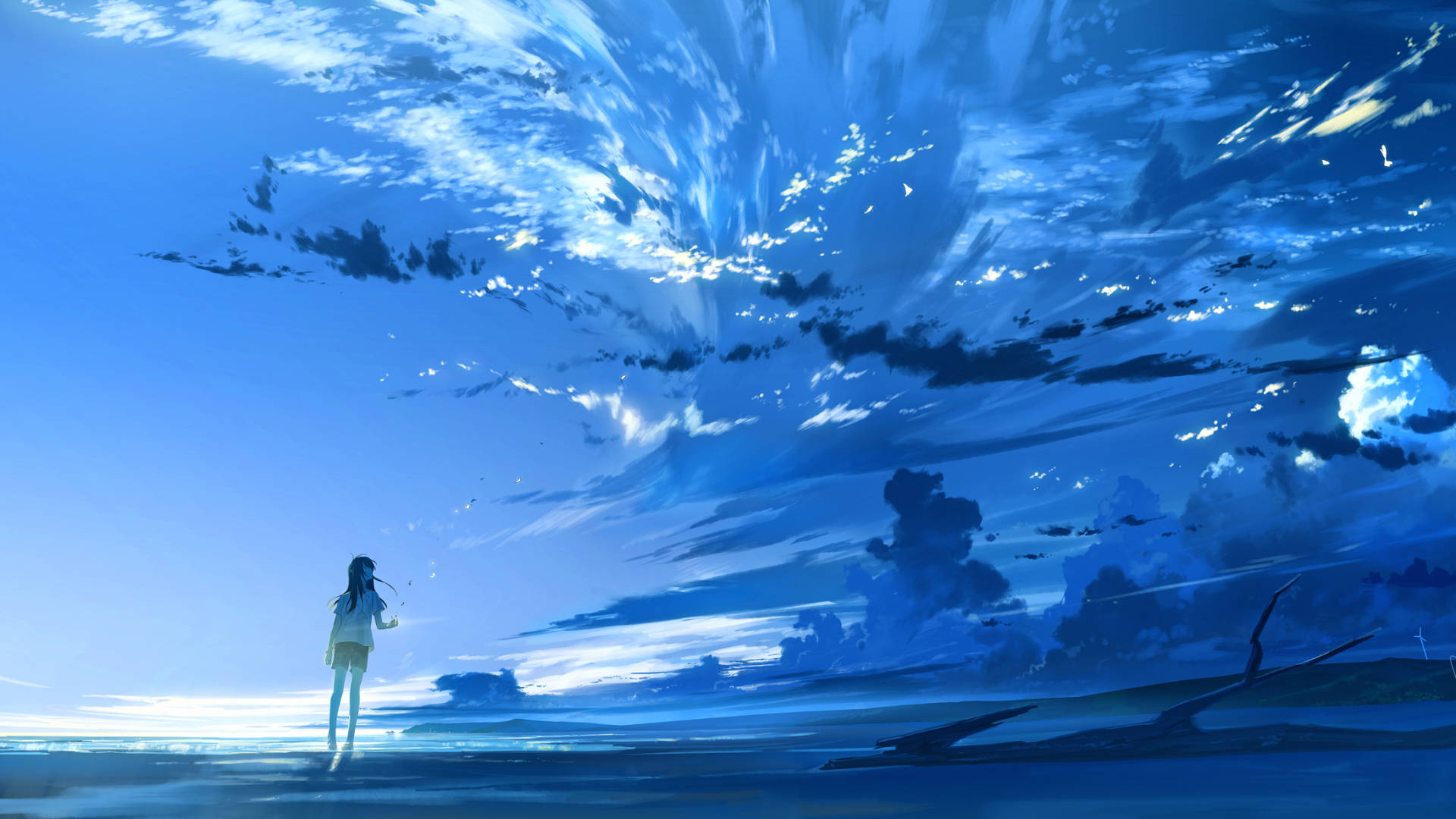 Download free Anime Blue Sky And Girl Wallpaper - MrWallpaper.com