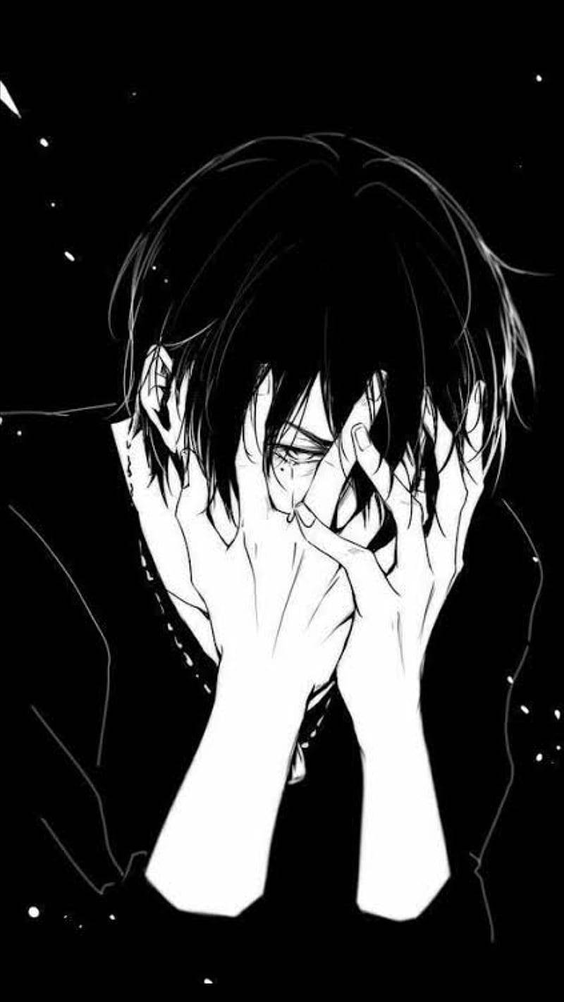 Anime Boy Dark Crying Wallpaper