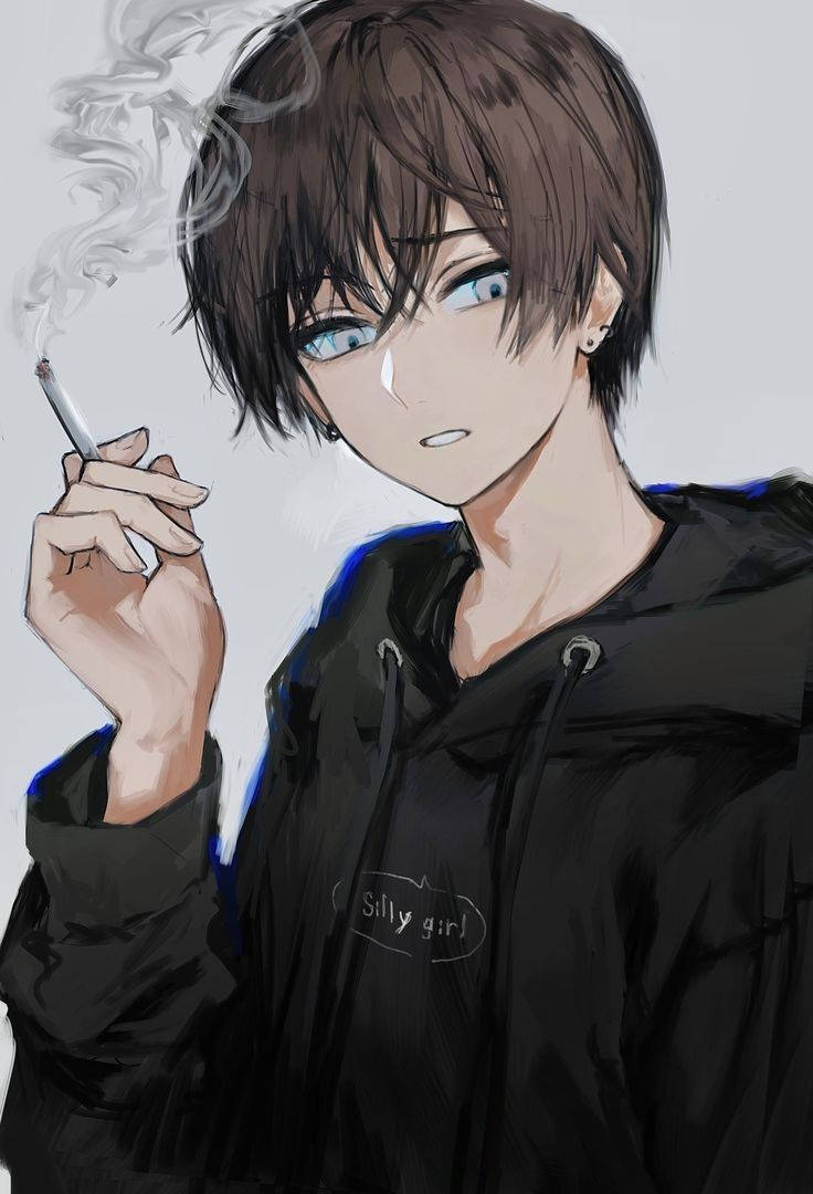 Anime Boy Dark Smoking Wallpaper