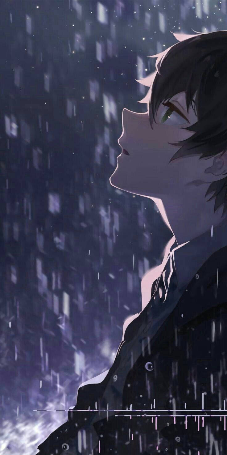 Anime Boy Sad Aesthetic Watching The Rain Wallpaper