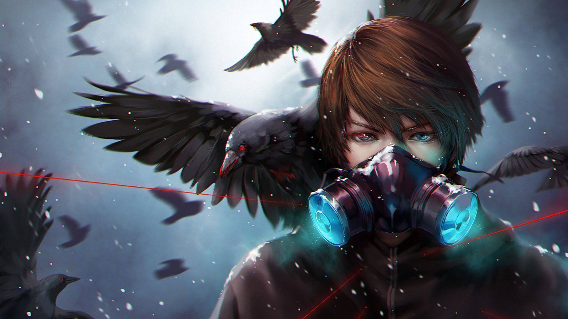Anime girl with wings crow & chain Chrome Theme - ThemeBeta