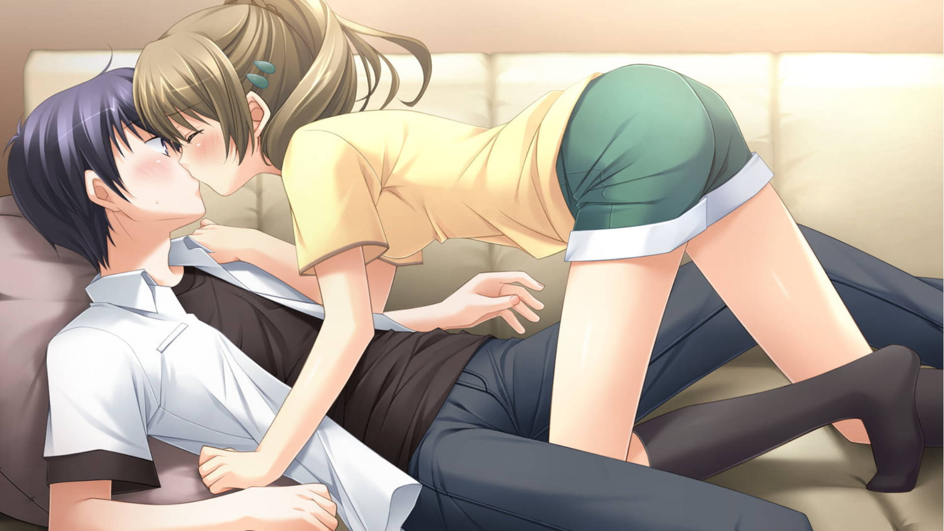 Download free Anime Couple Kiss On A Couch Wallpaper - MrWallpaper.com