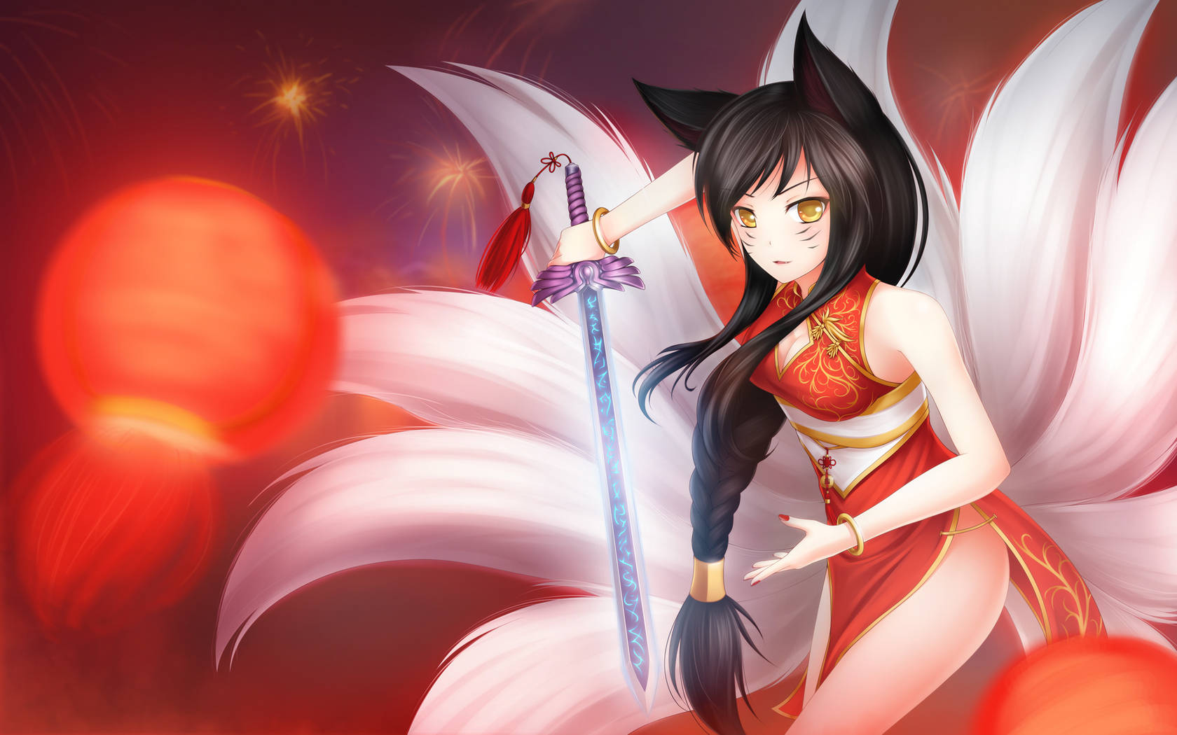 Anime Girl Nine Tailed Fox Wallpaper