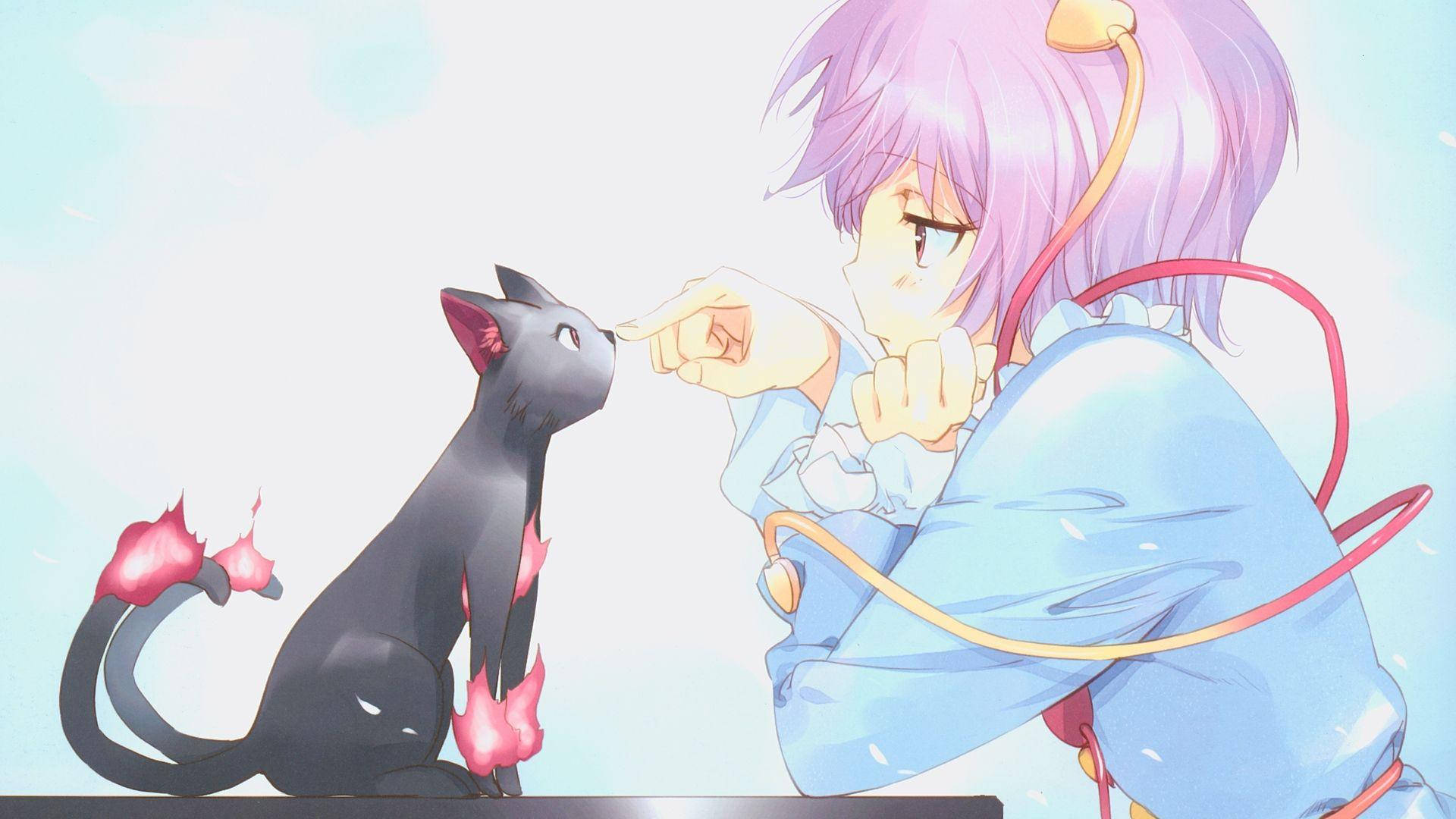 Download free Anime Girl With Kawaii Cat Wallpaper - MrWallpaper.com