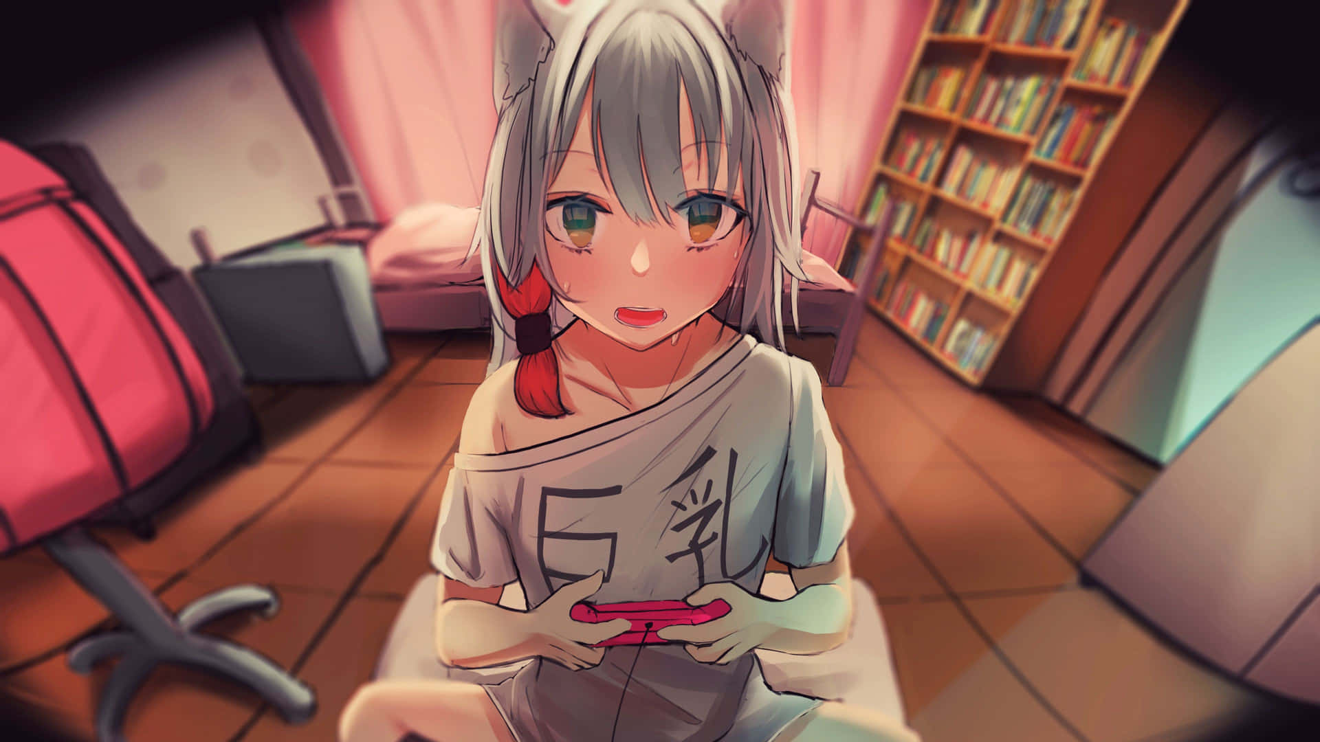 Download free Anime Neko Girl Gaming Session Wallpaper - MrWallpaper.com