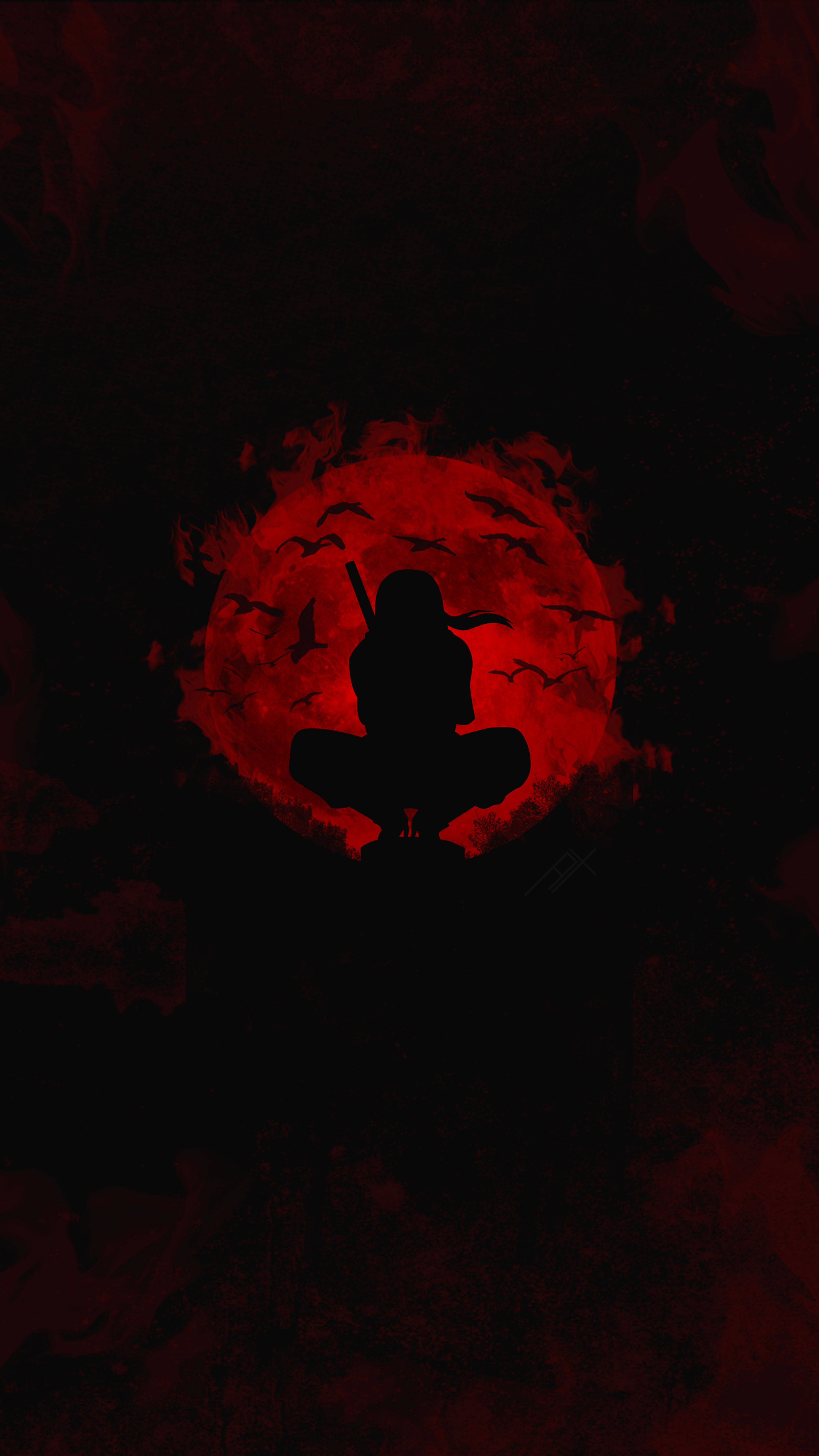 Anime Ninja Uchiha Itachi Pfp Red Moon Silhouette Wallpaper