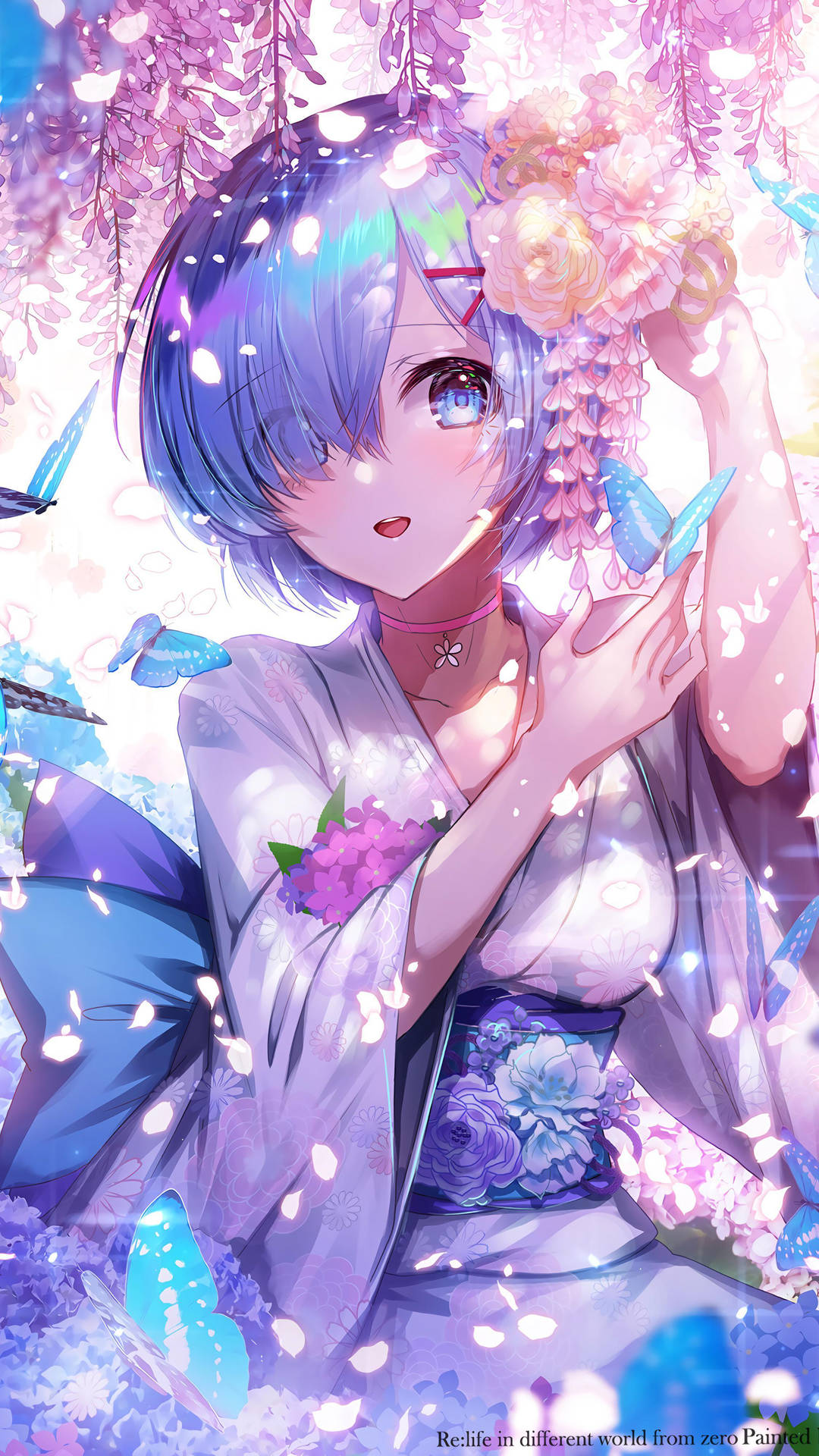 Download free Anime Waifu Rem Re Zero Blue Aesthetic Kimono Wallpaper -  MrWallpaper.com