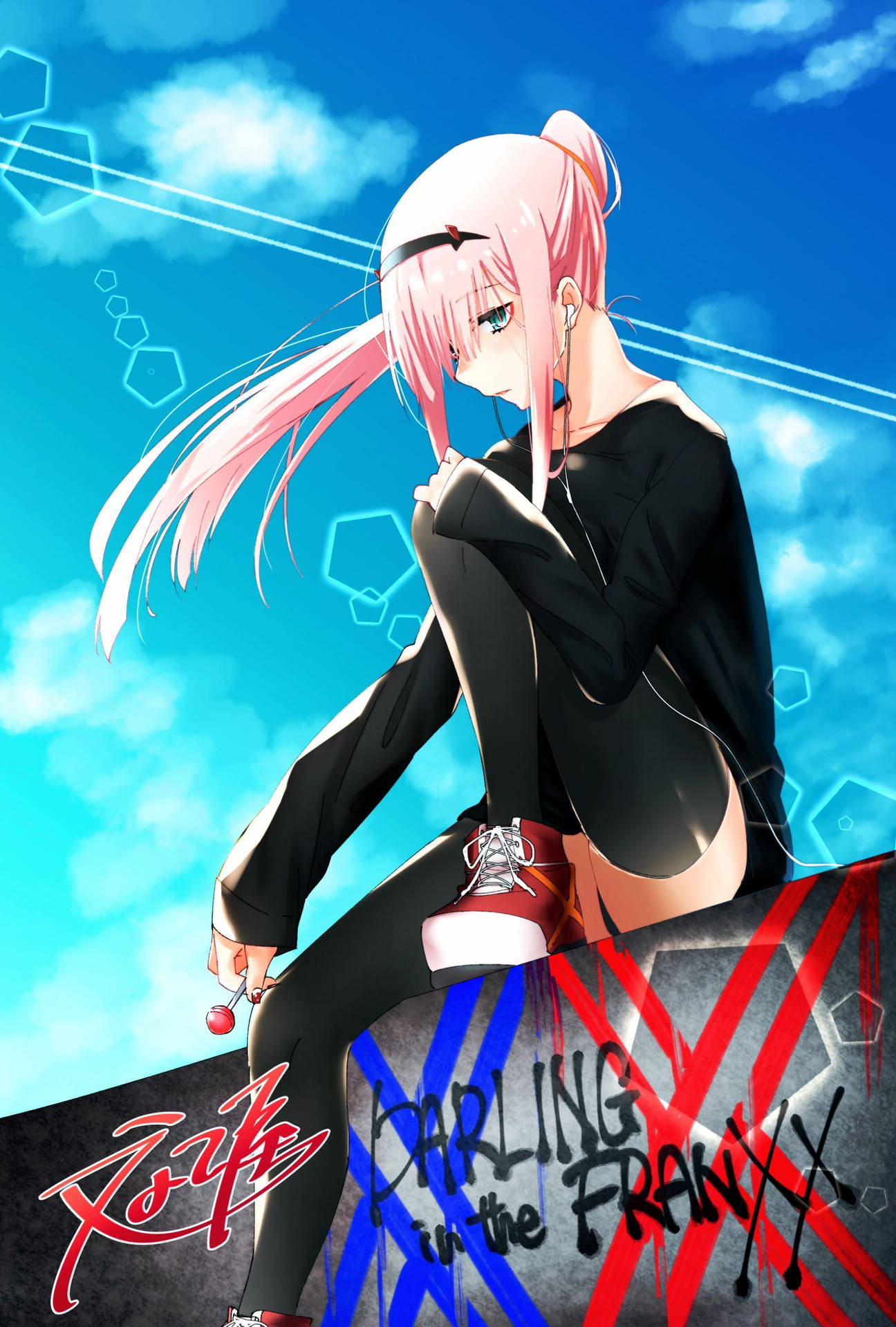 Download free Anime Waifu Zero Two On Graffiti Wall Wallpaper -  MrWallpaper.com