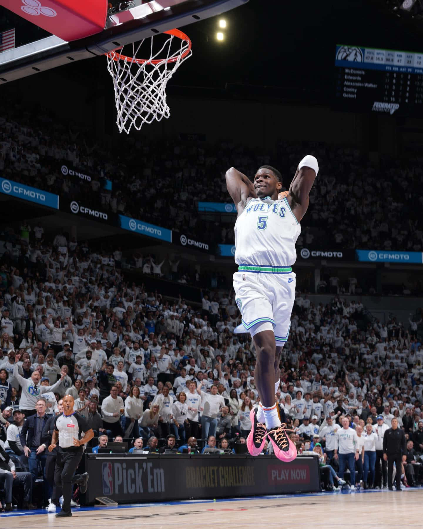 Anthony Edwards Slam Dunk Celebration Wallpaper