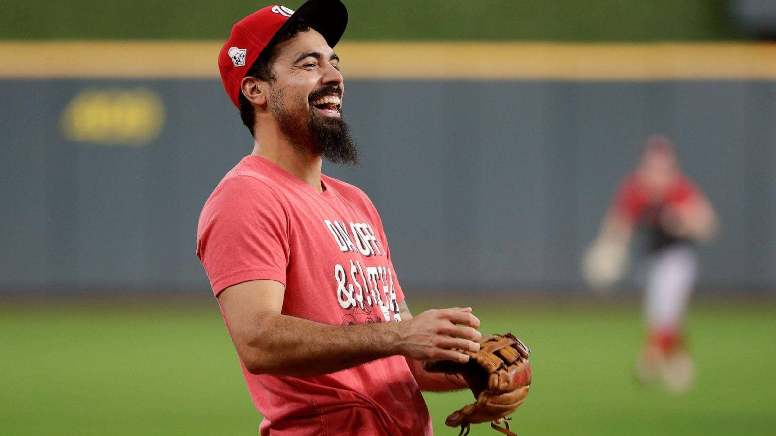 Anthony Rendon Laughing In Red Outfit Wallpaper