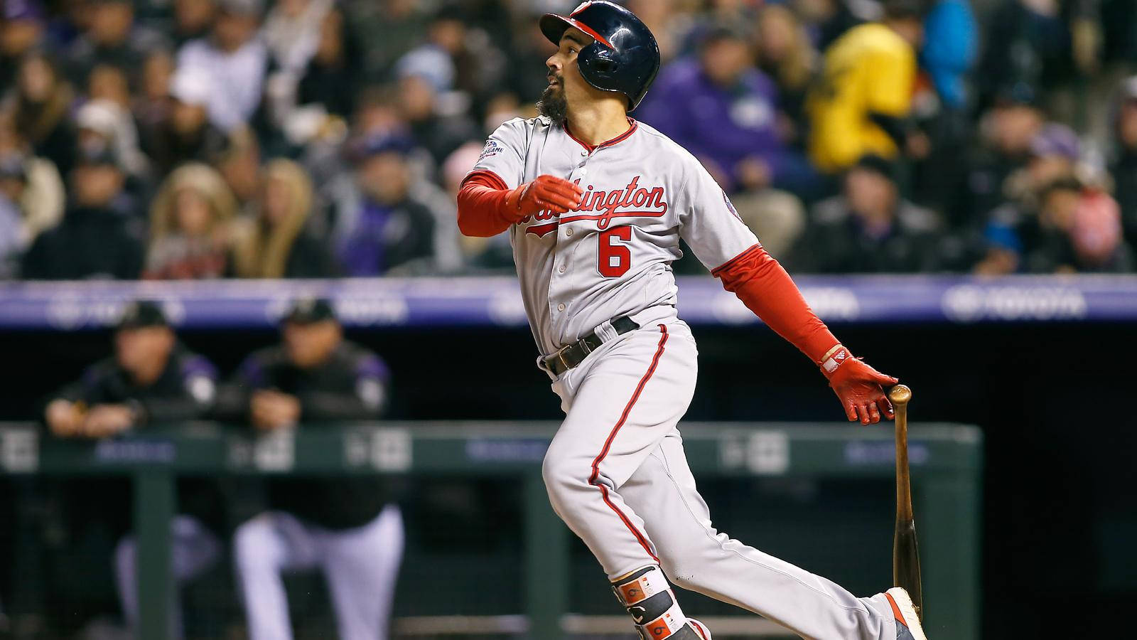 Anthony Rendon Running While Letting Go Of Bat Wallpaper