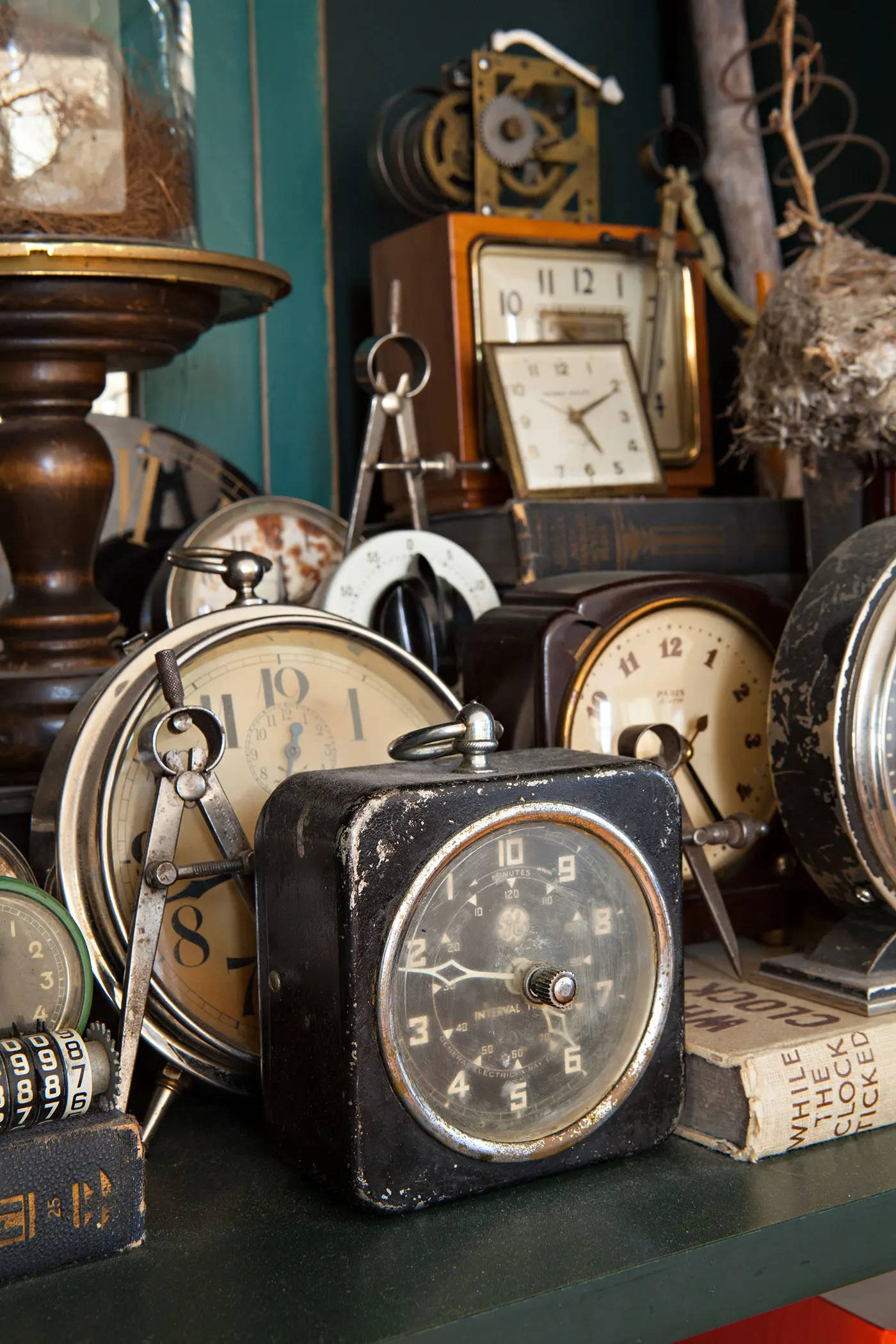 Antique Collector's Clocks In Enchanting Display Wallpaper