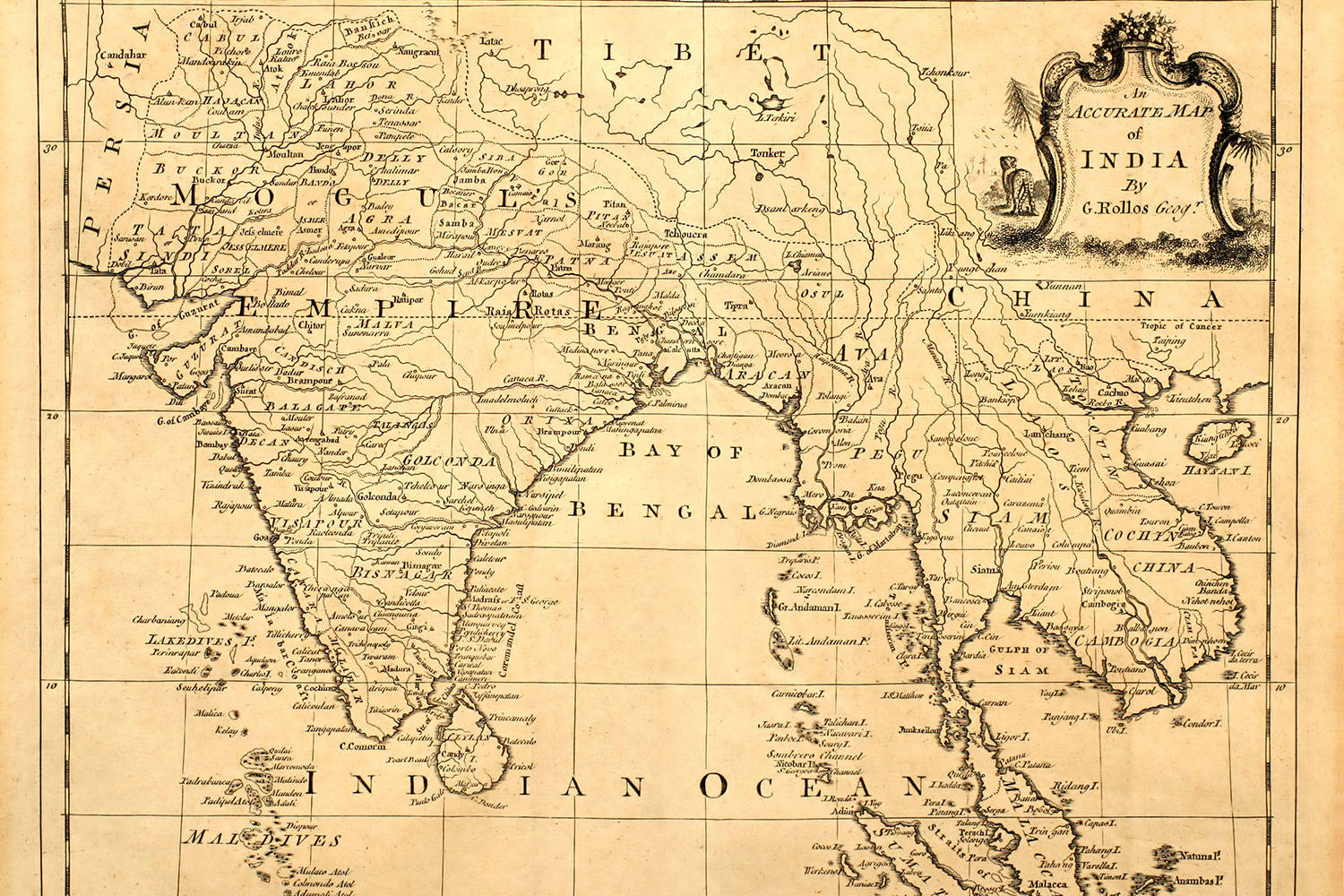 Antique Map Of India Wallpaper