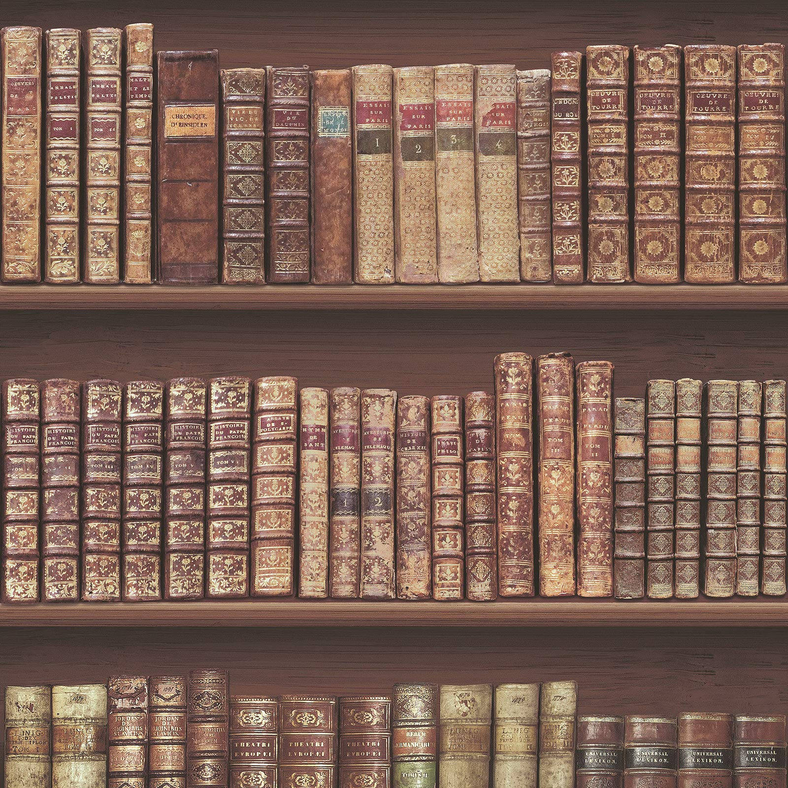 Antique Wooden Bookshelf Filled With Various Books Wallpaper