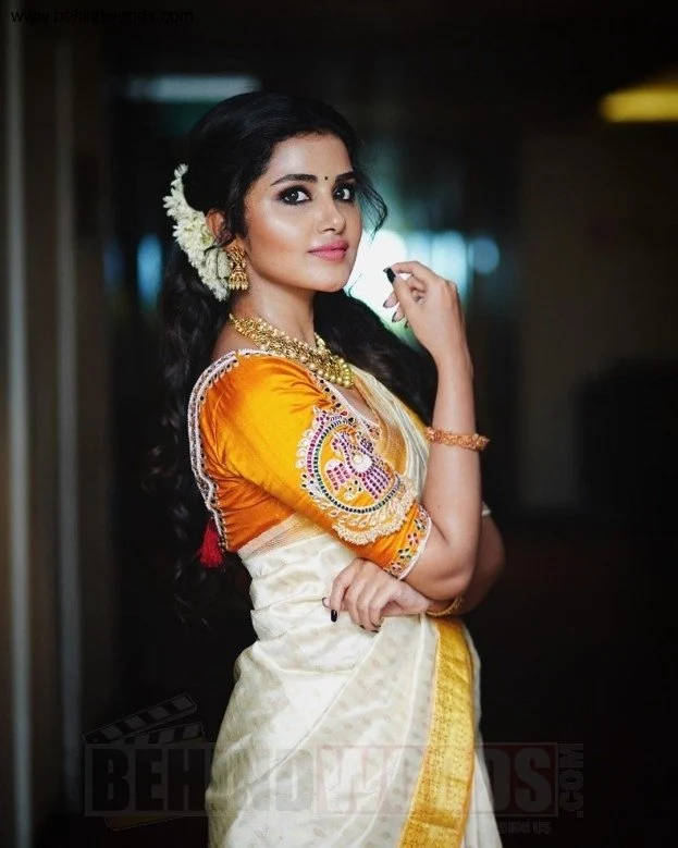 Anupama Parameswara Orange Cultural Dress Wallpaper