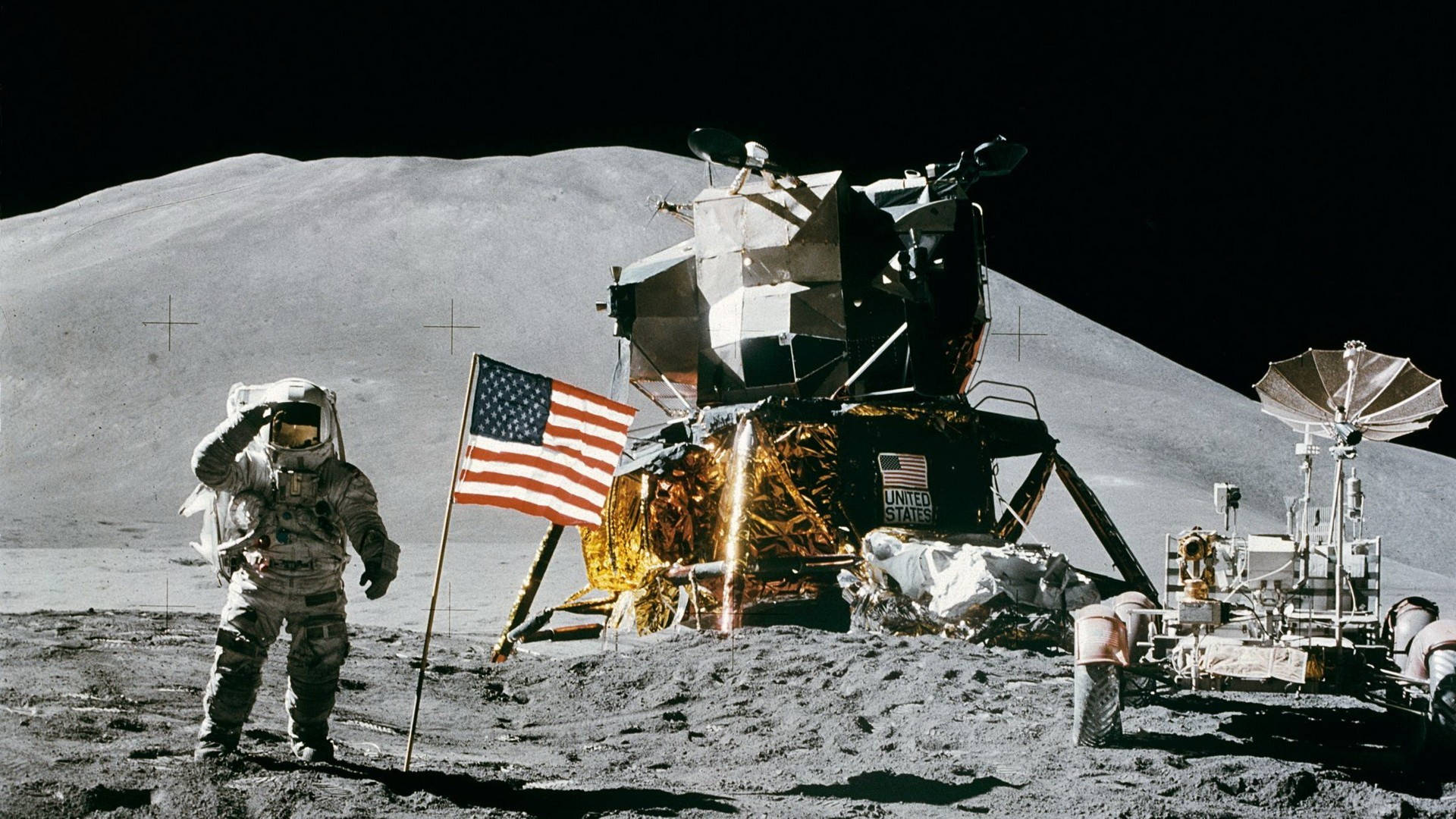 Apollo 11's Proud Display - American Flag In Full Hd Wallpaper