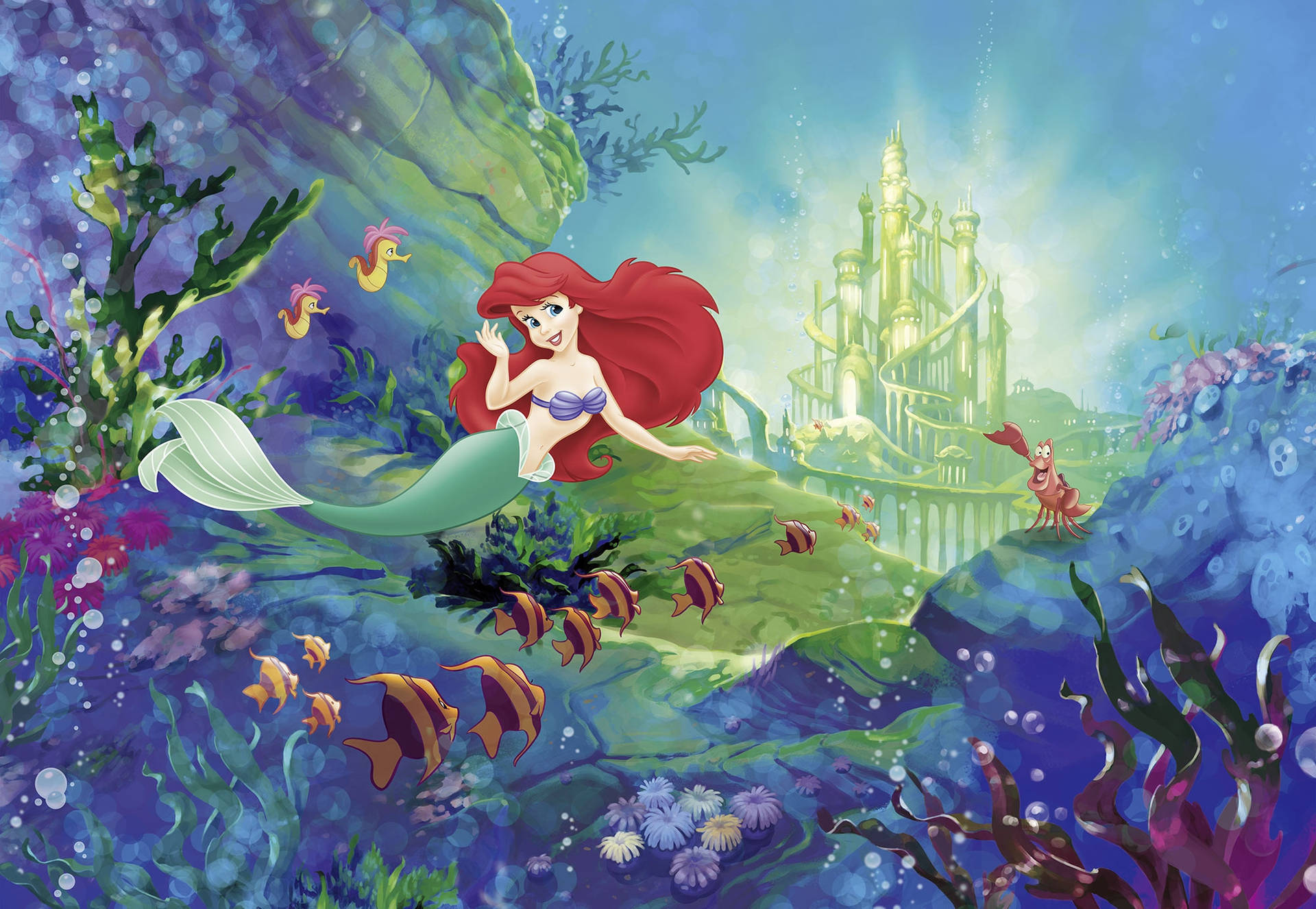 Ariel (Disney Princess) Wallpaper 4K, AI art, Underwater