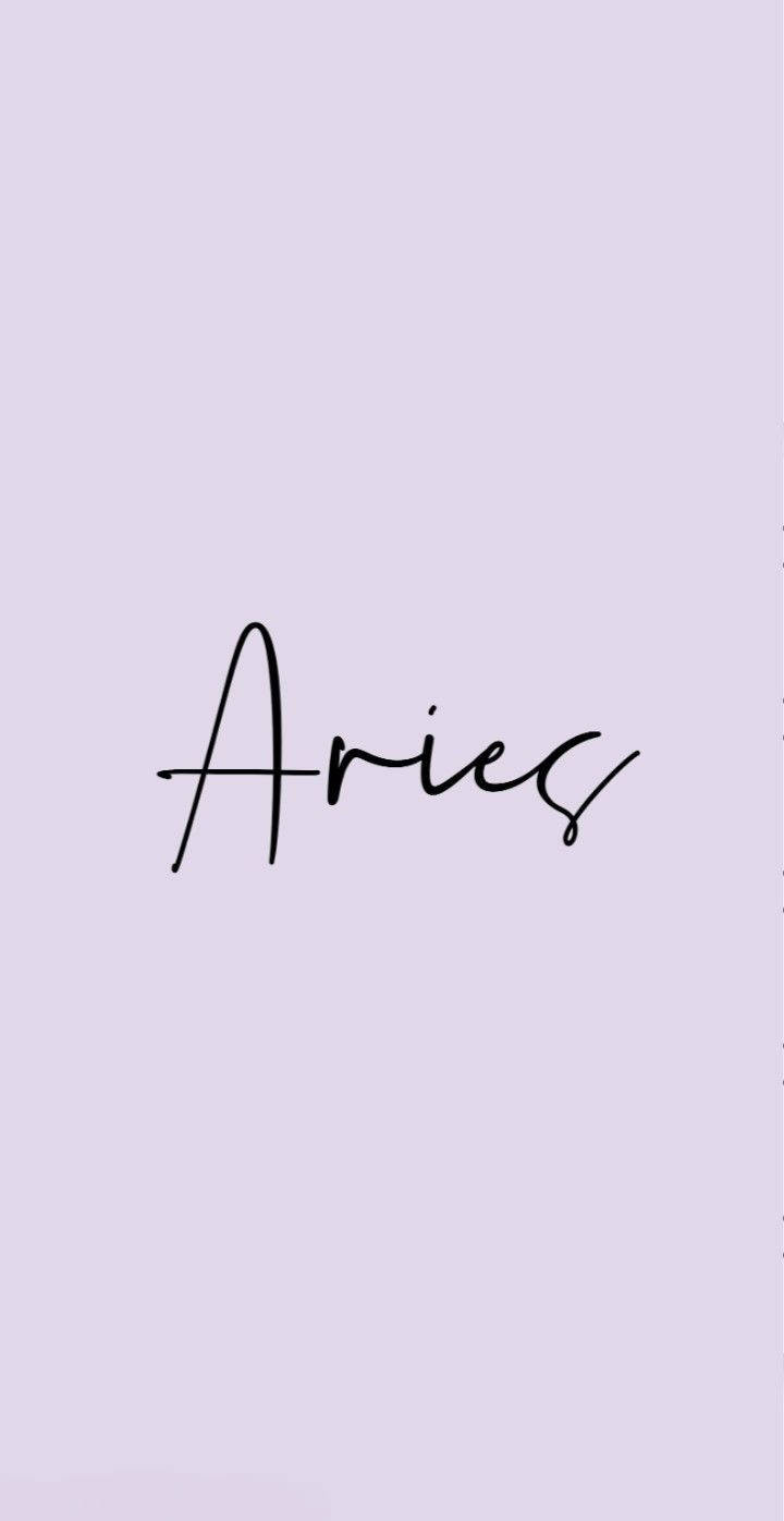 Aries Aesthetic Typography In Lilac Wallpaper