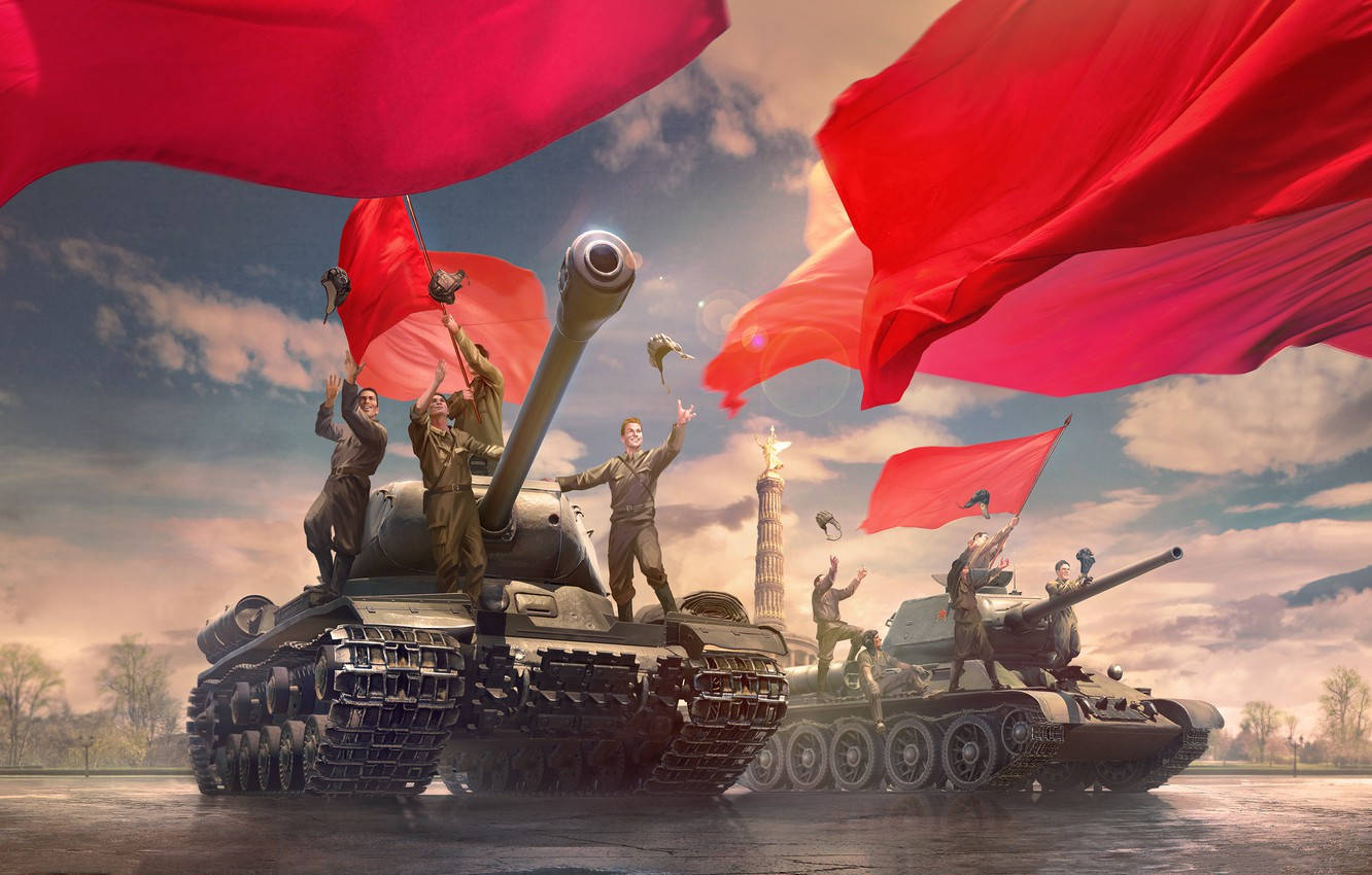 Army Tanks Red Flag Wallpaper
