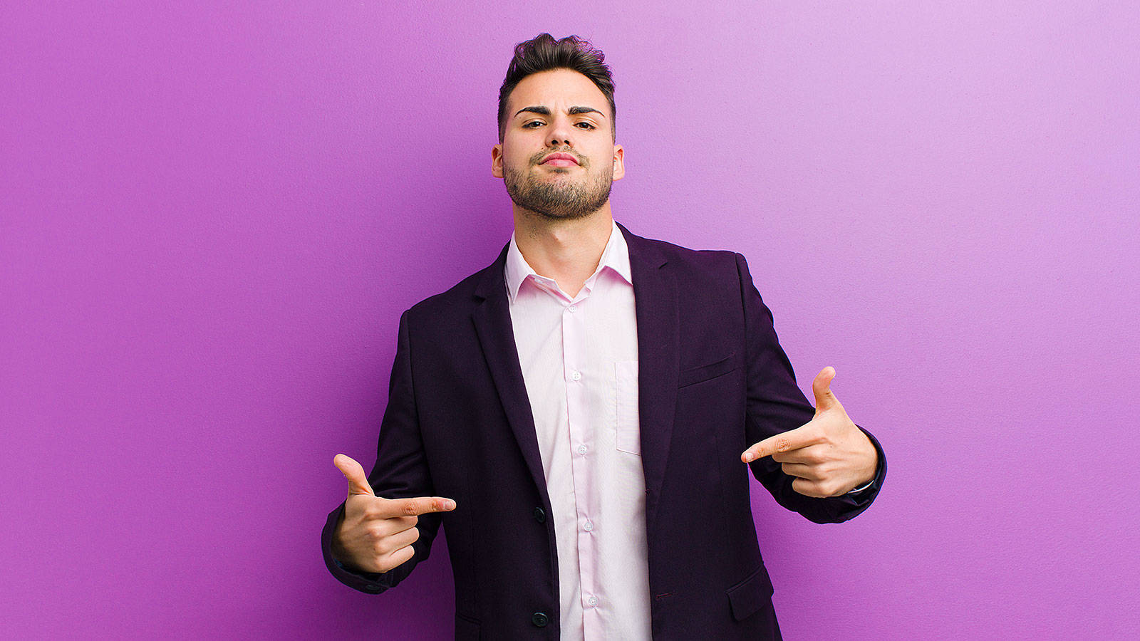 Arrogant Man Against Purple Background Wallpaper