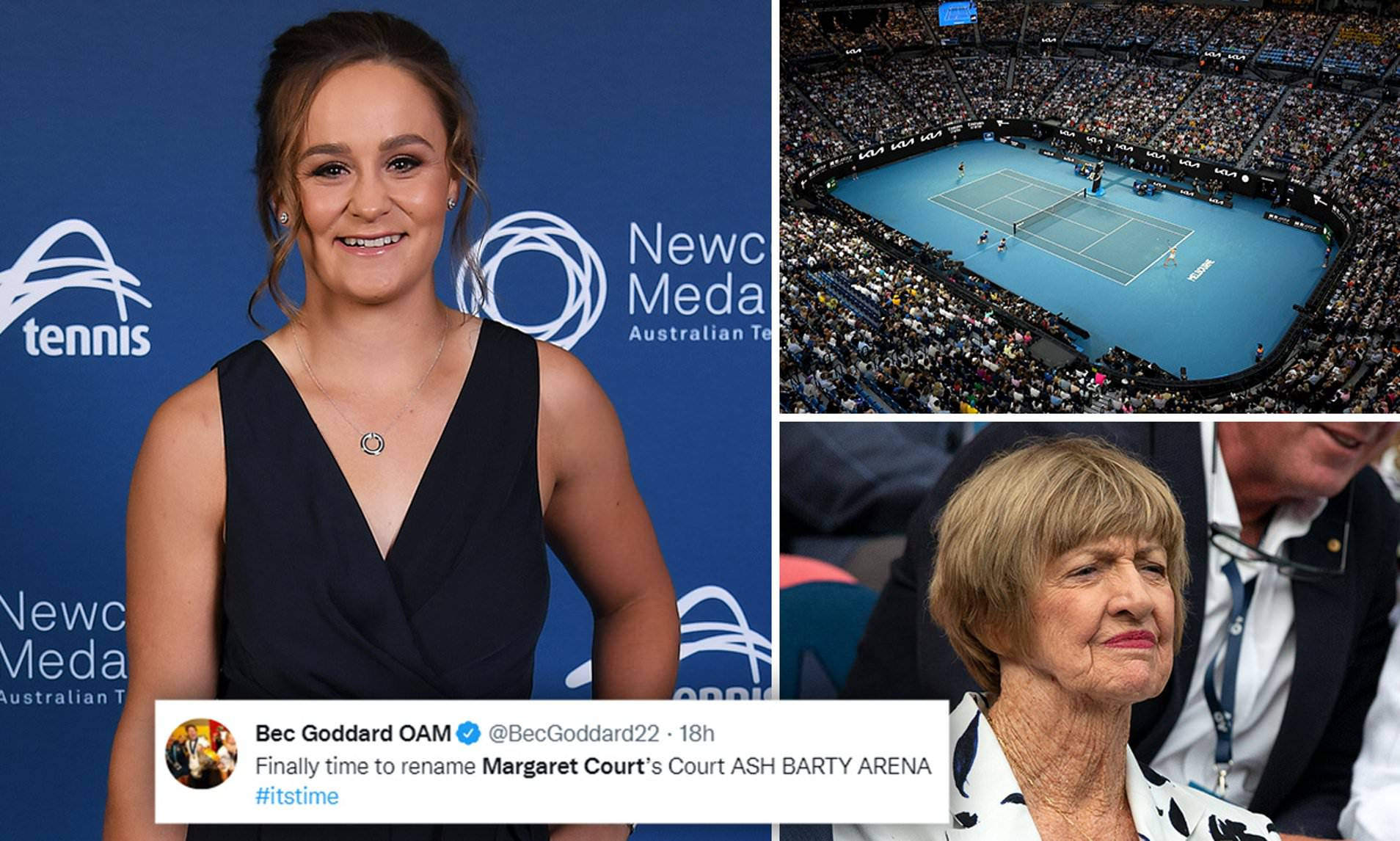 Ash Barty Playing At Margaret Court Arena Wallpaper