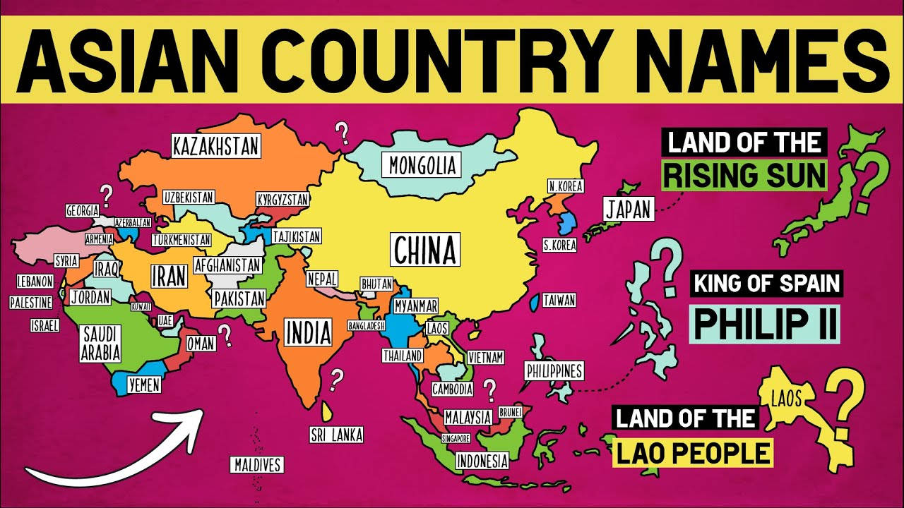 Asian Country Alternate Names Map Wallpaper