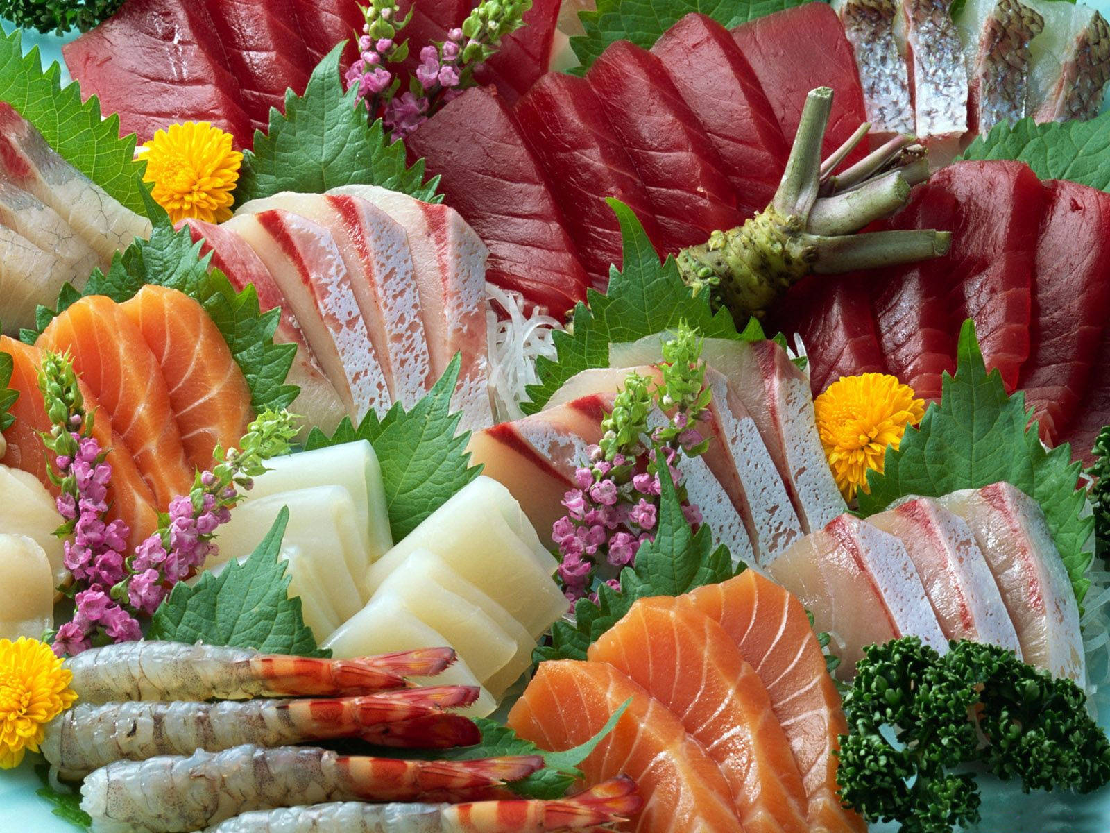 Assorted Sashimi Serving Wallpaper