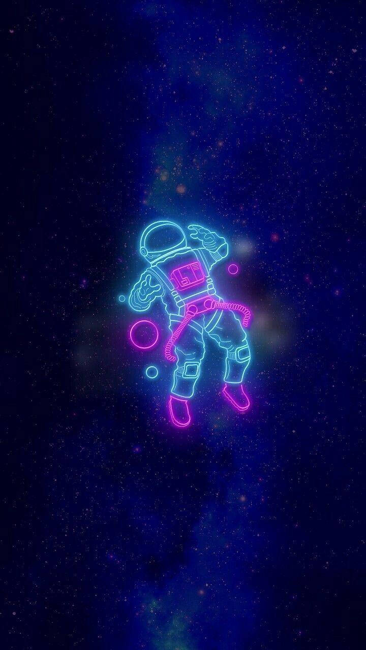 Astronaut Aesthetic Neon Space Suit Wallpaper