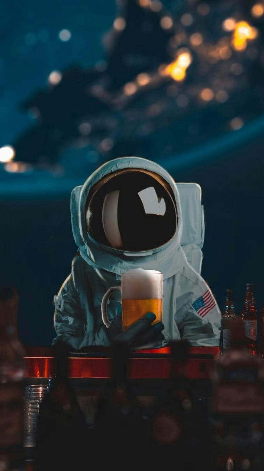 Astronaut Explores The Universe From An Iphone Wallpaper