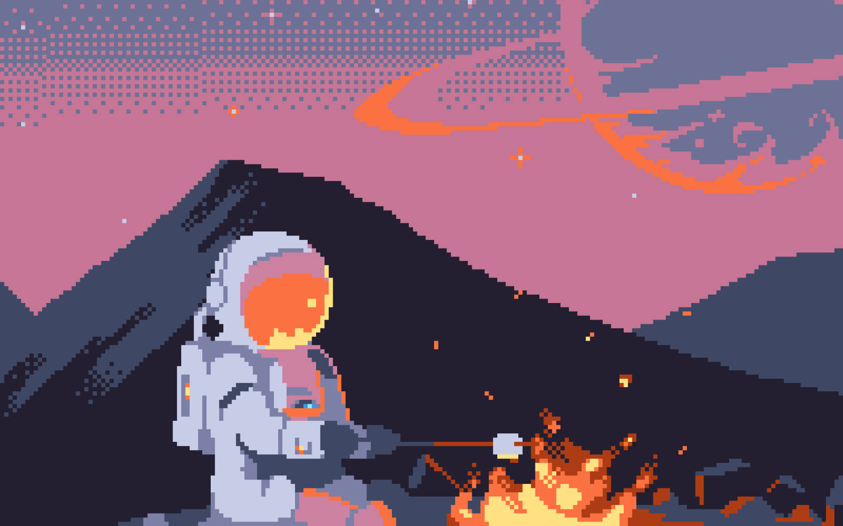 Astronaut Pixel Art Wallpaper