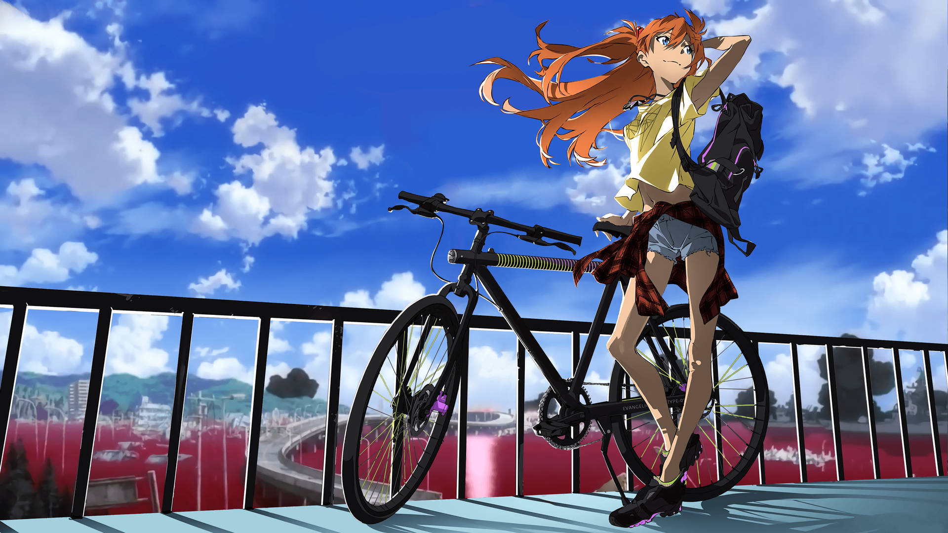 Download free Asuka Sohryu Bicycle Neon Genesis Evangelion